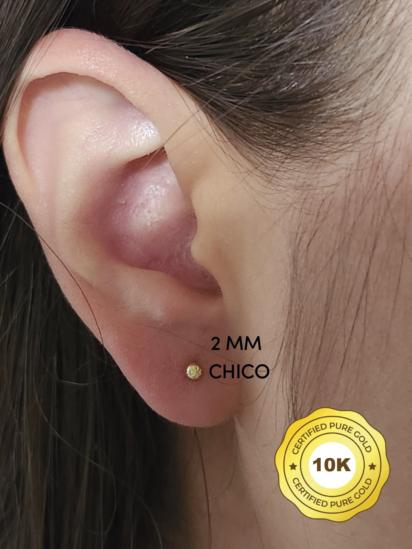 Par de Broquel Hongo facetado básico oro 10k dorado