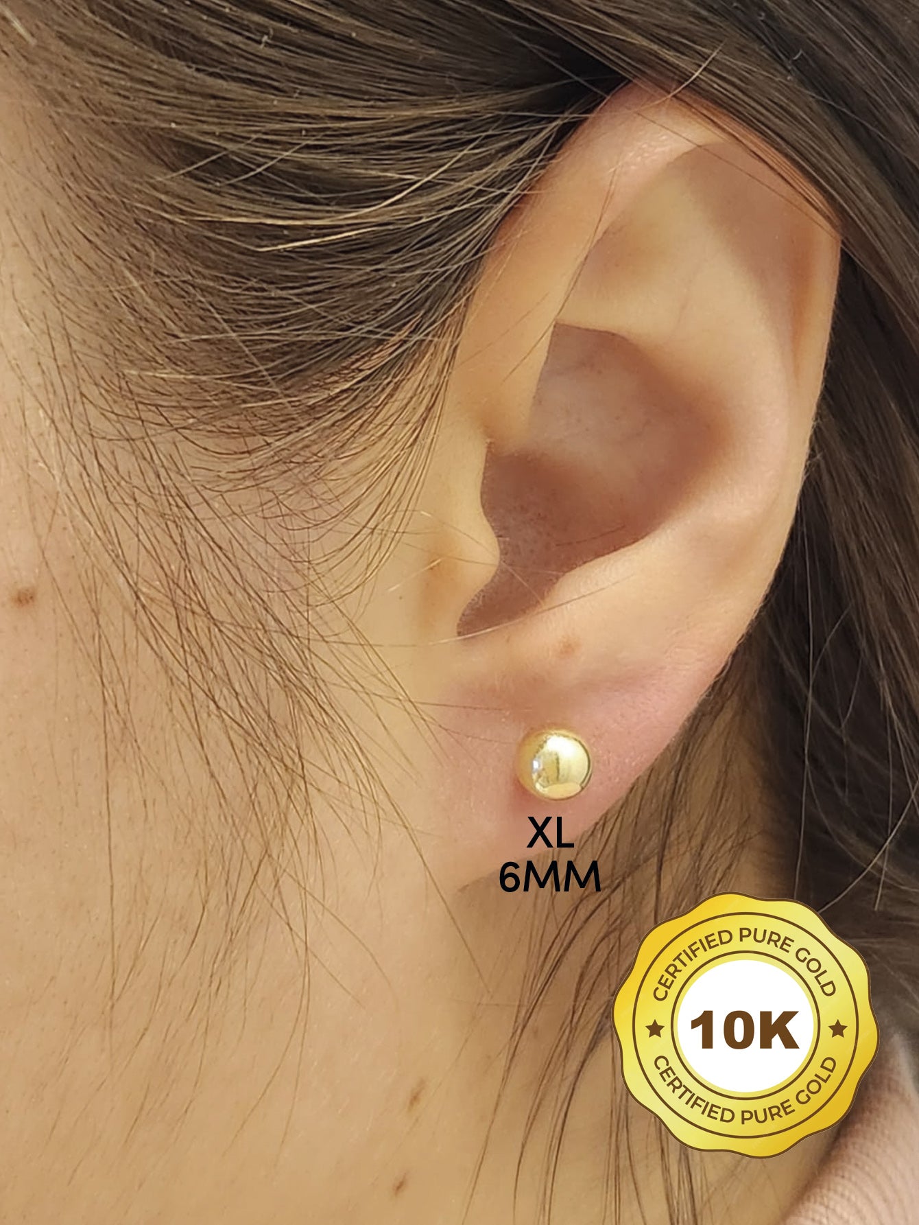 Par de Broquel bola básico oro 10k dorado