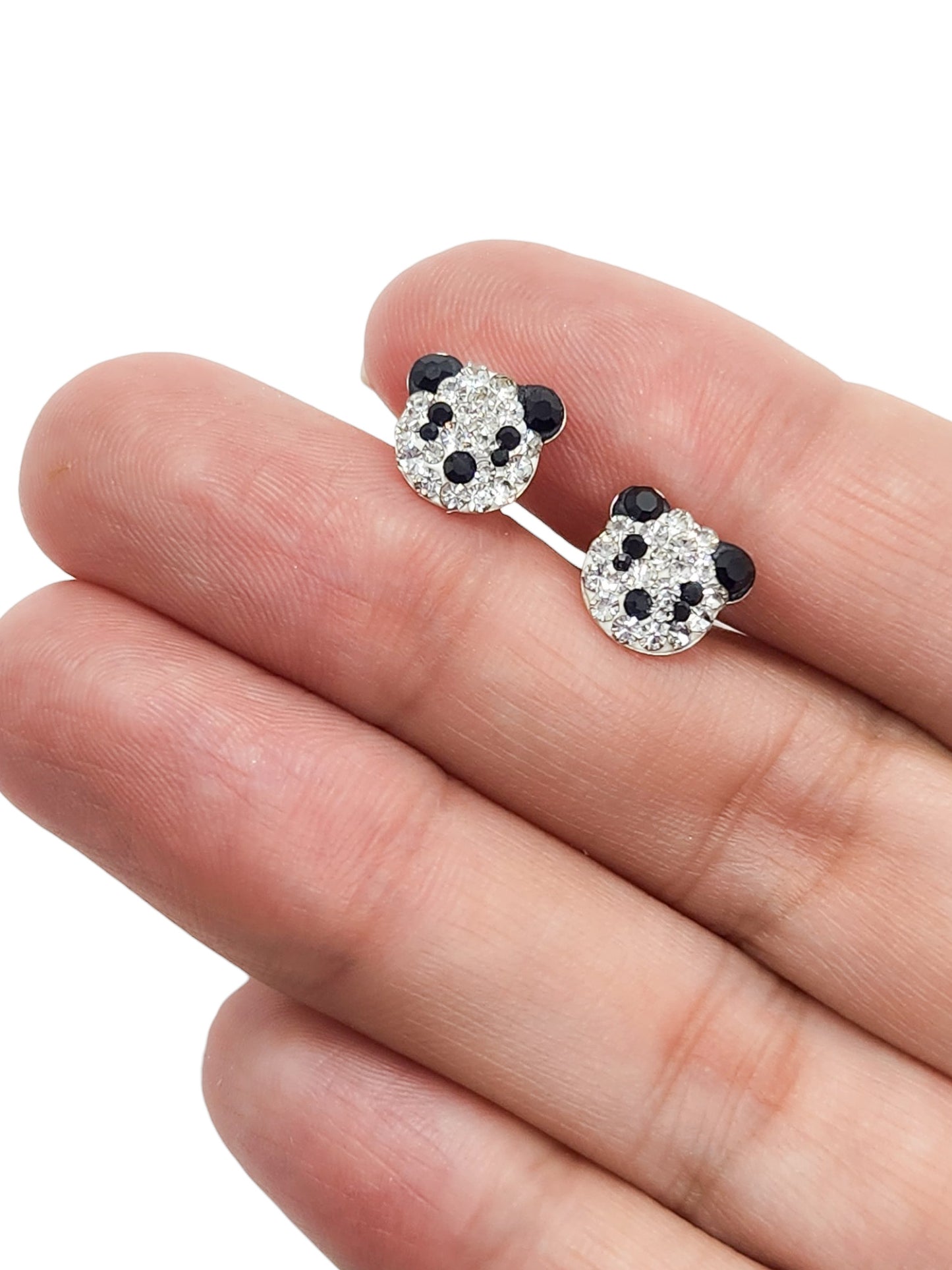 Par de Broquel OSO PANDA plata 925