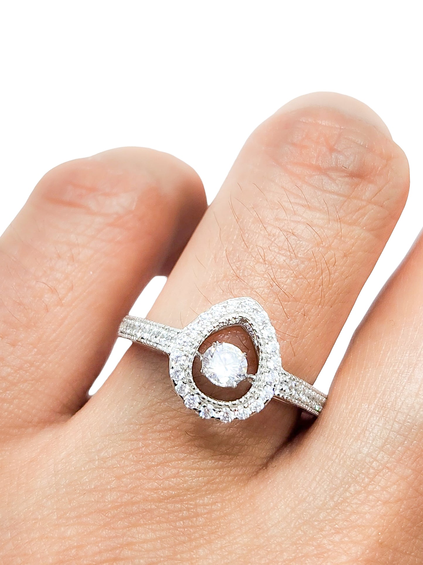Solitario gota giratorio plata 925 PREMIUM