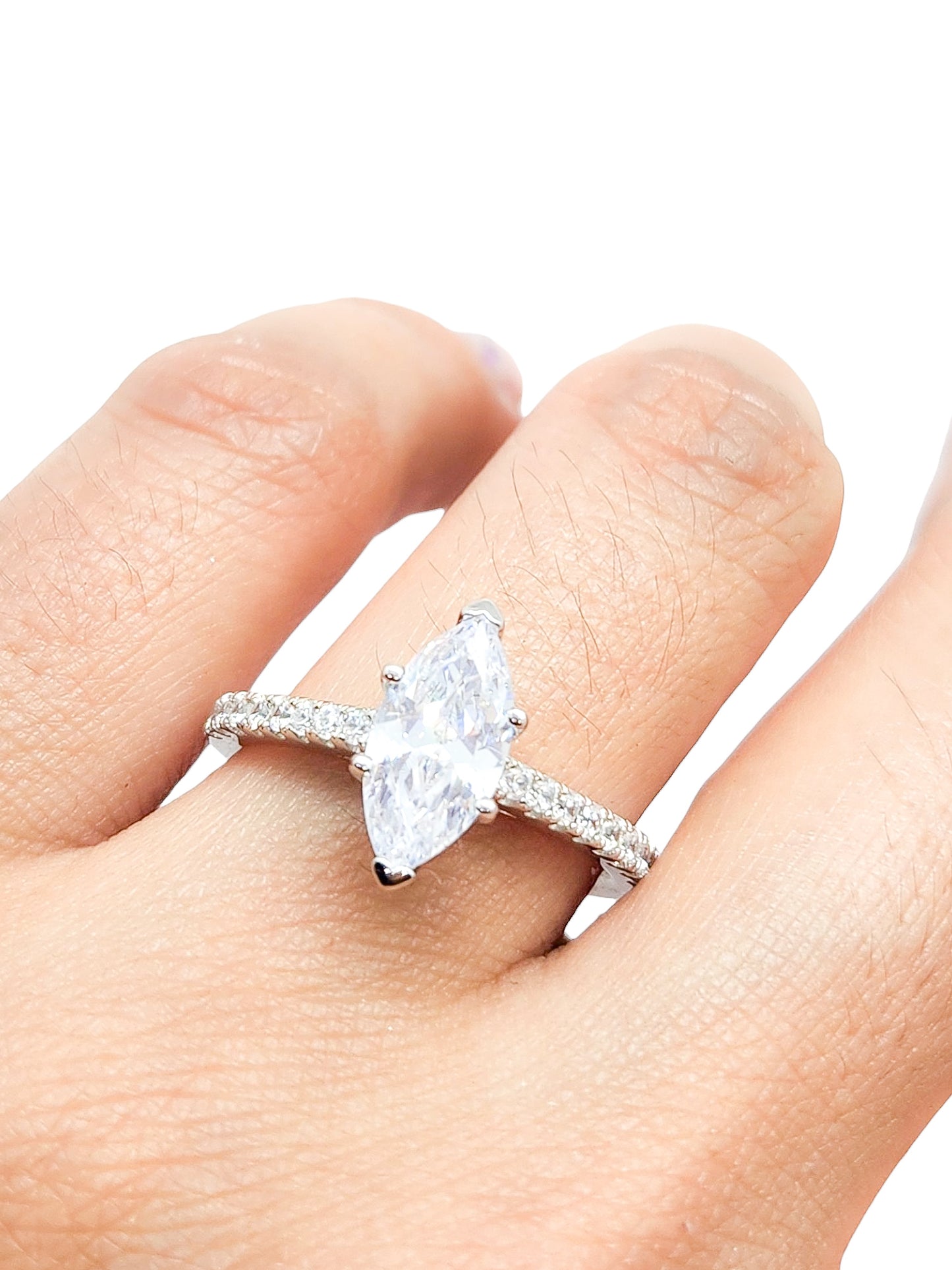 Solitario corte marquisse plata 925 PREMIUM