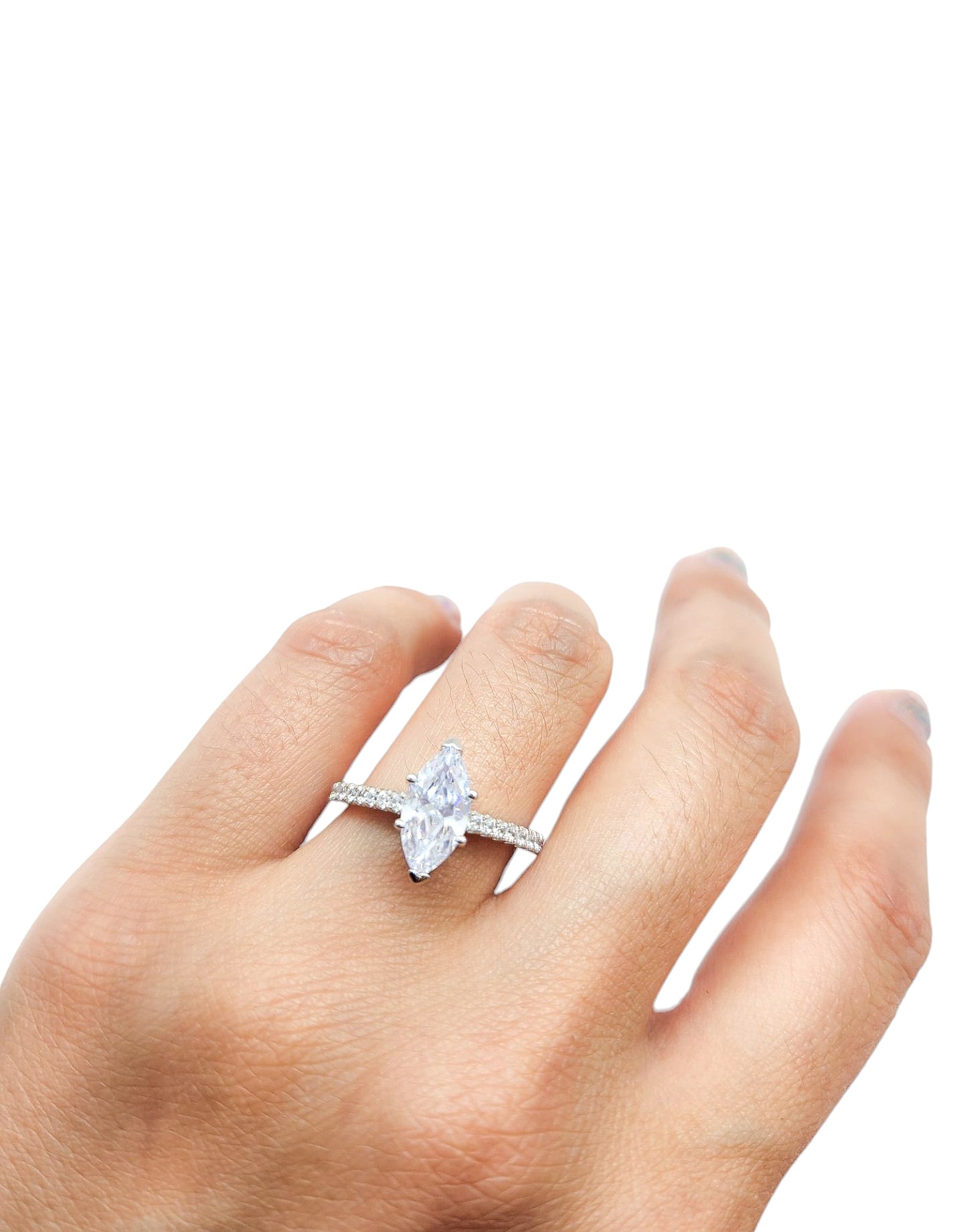 Solitario corte marquisse plata 925 PREMIUM
