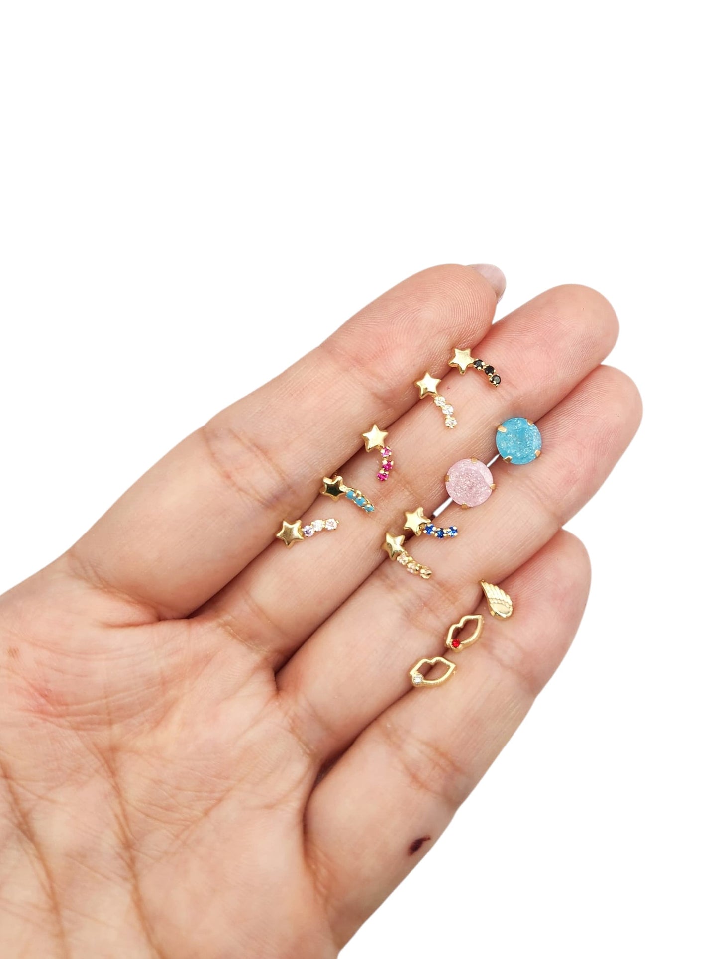 Par Broquel circonita Oro 10K