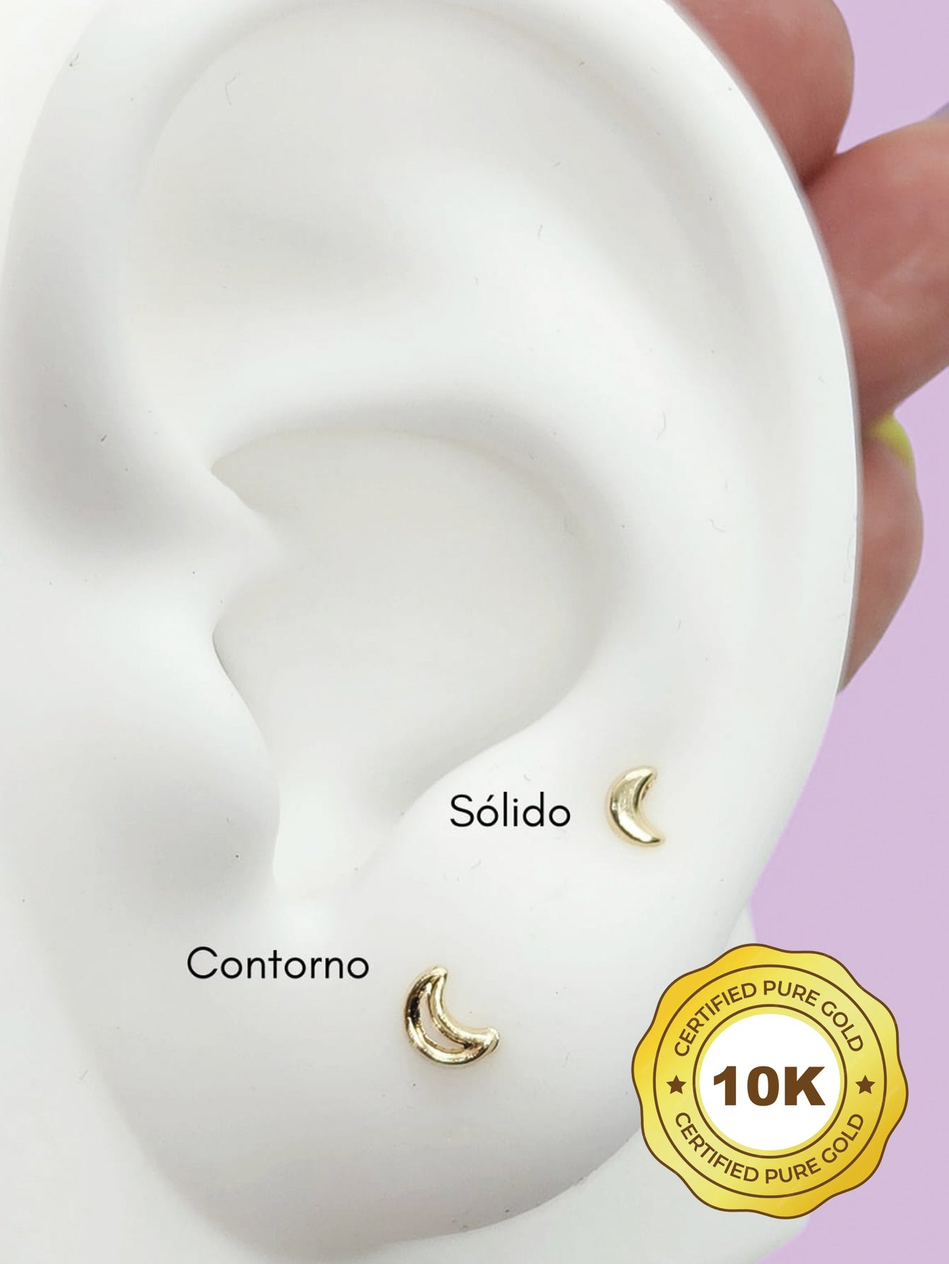 Par o Pieza de Broquel Luna Sólido y Luna Contorno