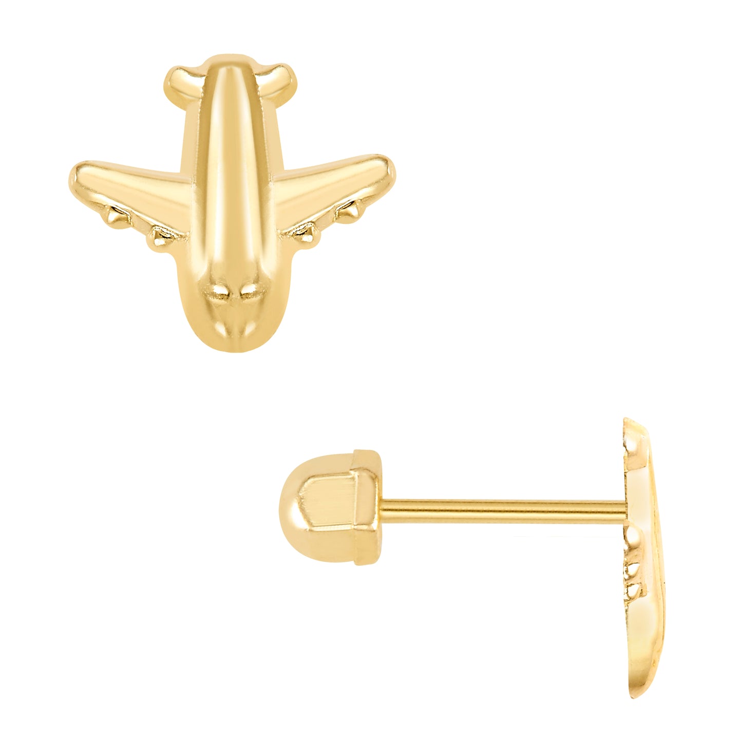 Par o Pieza de Broquel Avión Oro 10k DORADO