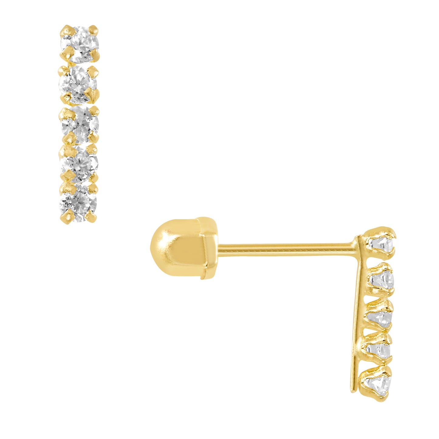 Par o Pieza de Broquel Barrita Blanca oro 10k DORADO