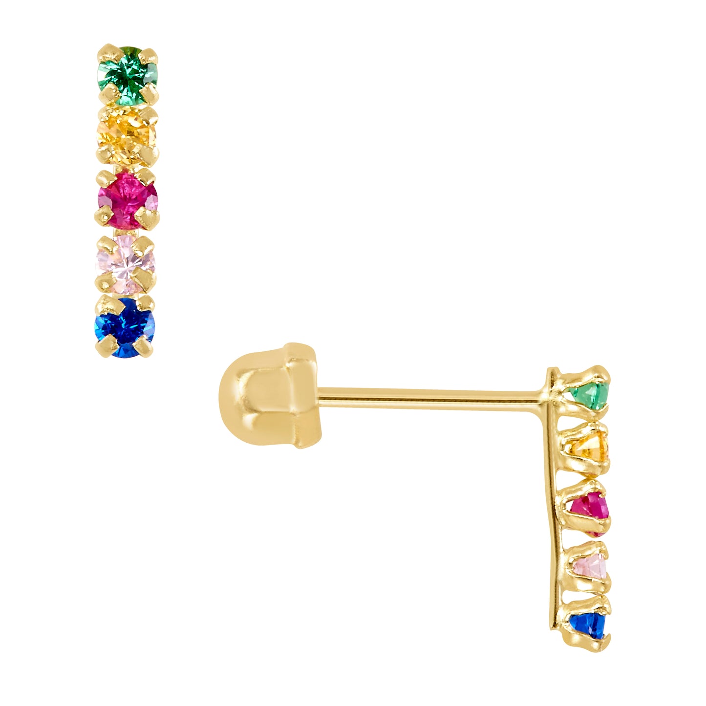 Par o Pieza de Broquel Barrita Rainbow oro 10k DORADO