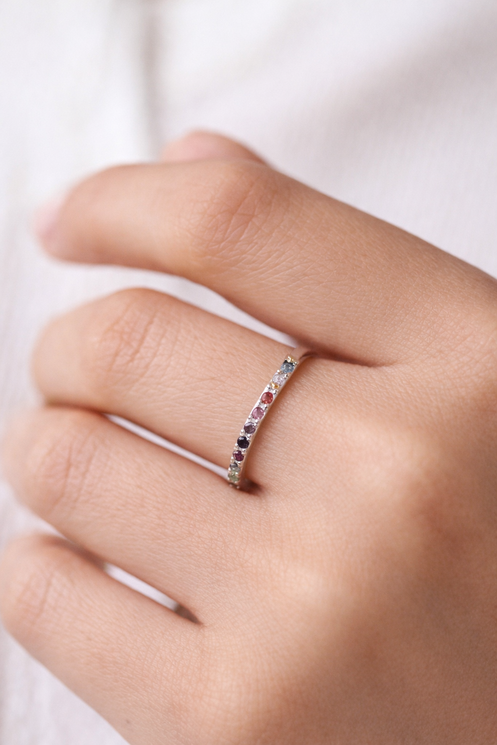 Anillo media churumbela colores plata 925