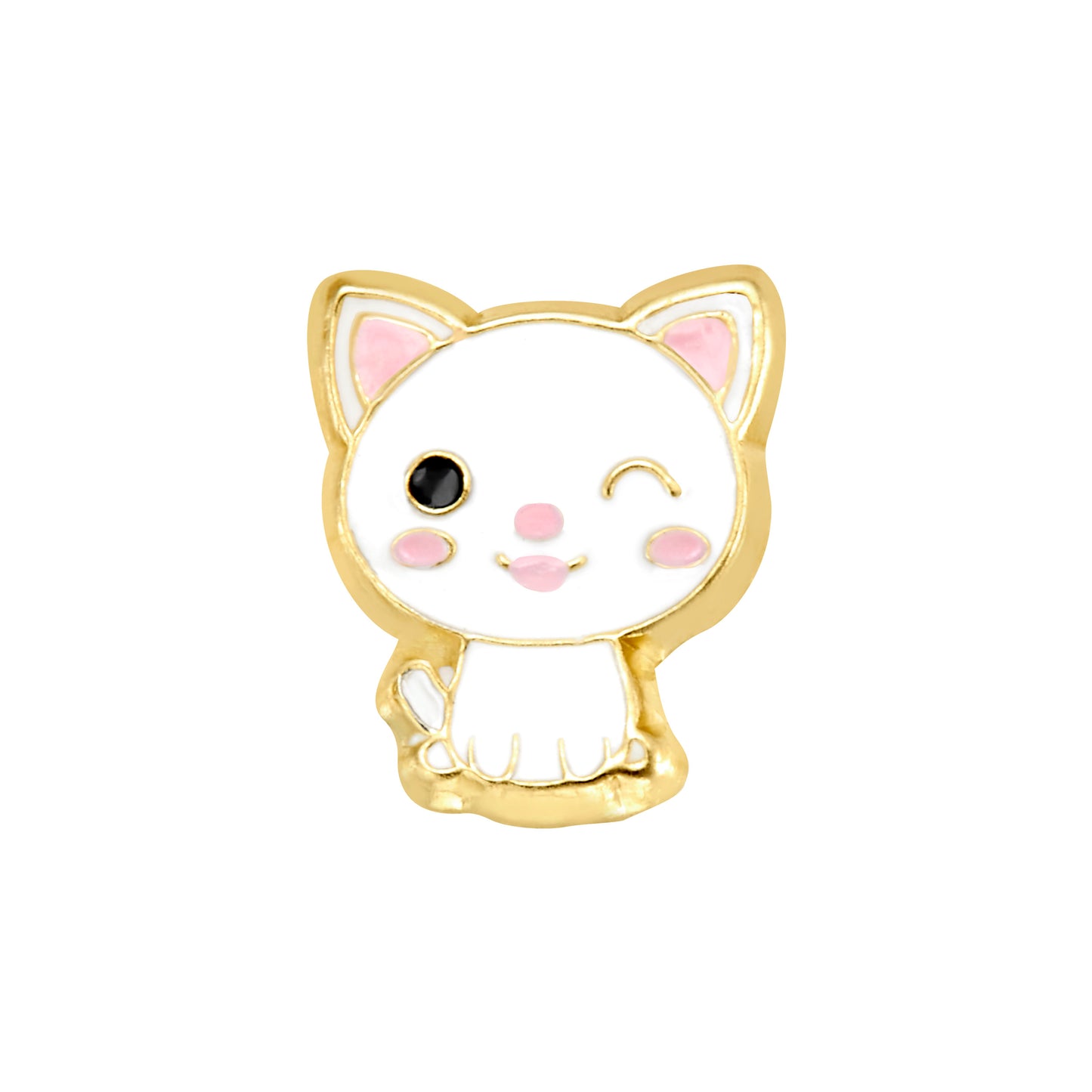 Par de Broquel gato Michi esmalte oro 10k DORADO