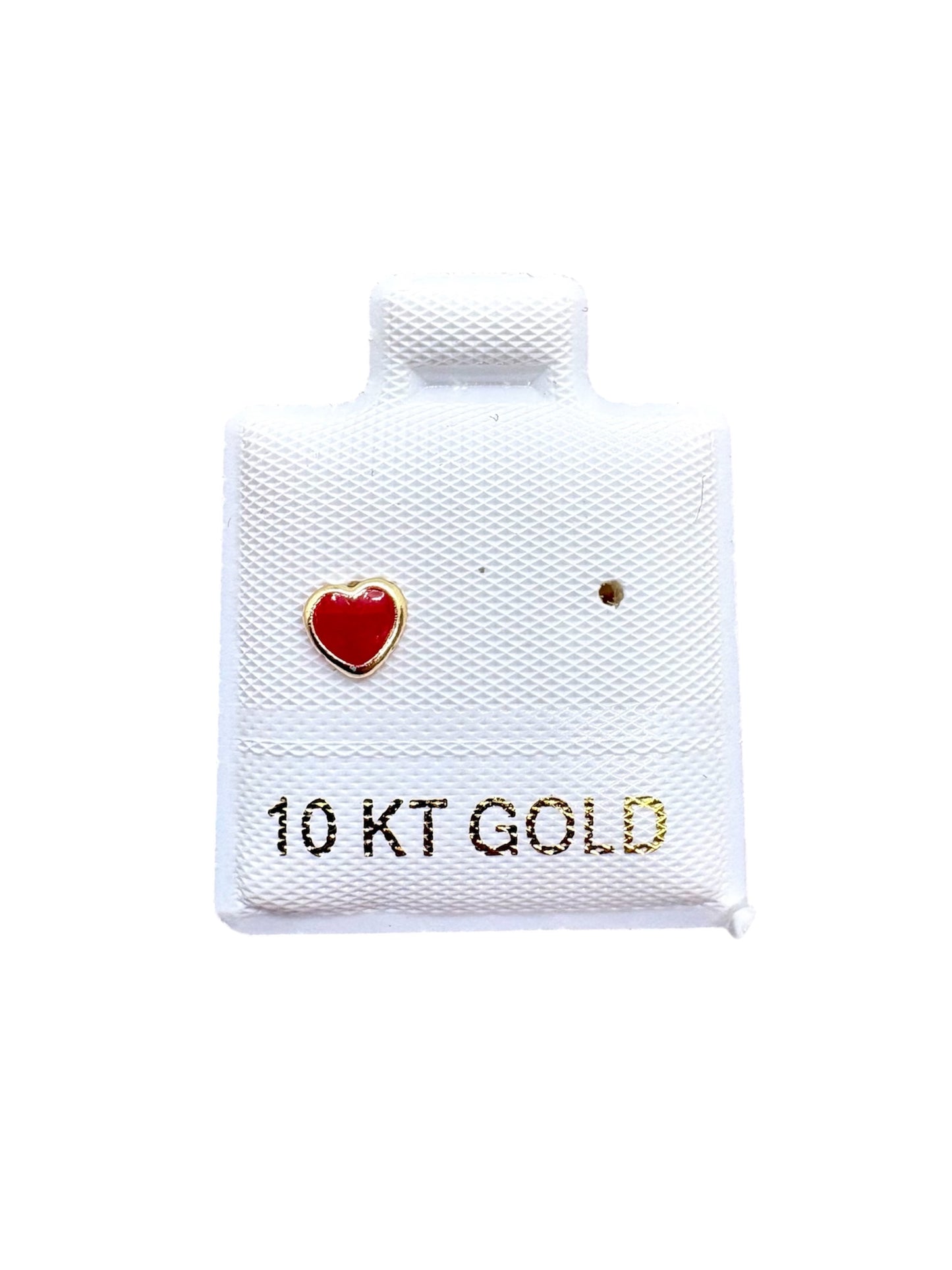 Par o pieza Corazon esmaltado mini ORO 10K