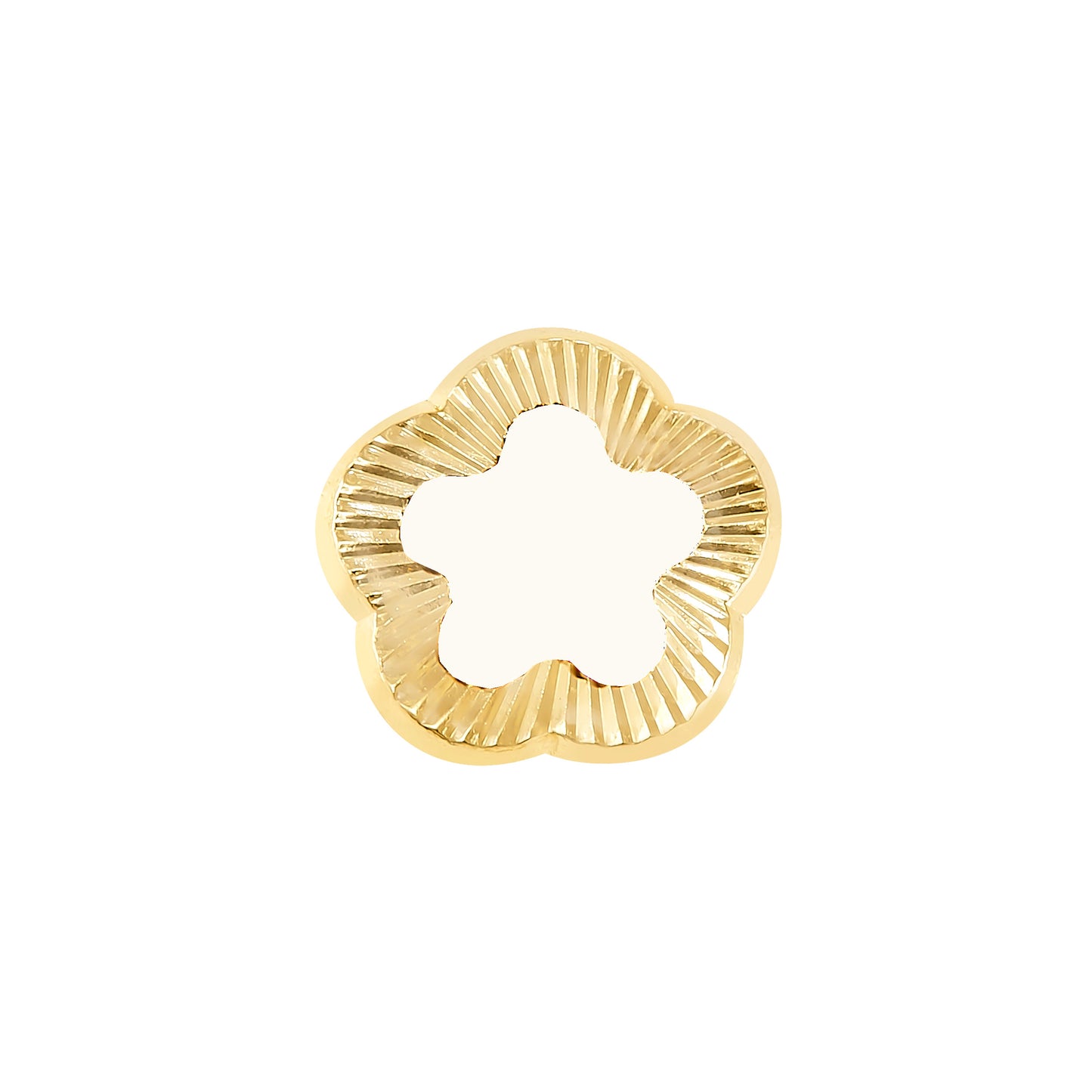 Par de Broquel flor Blanco esmalte diamantado oro 10k DORADO