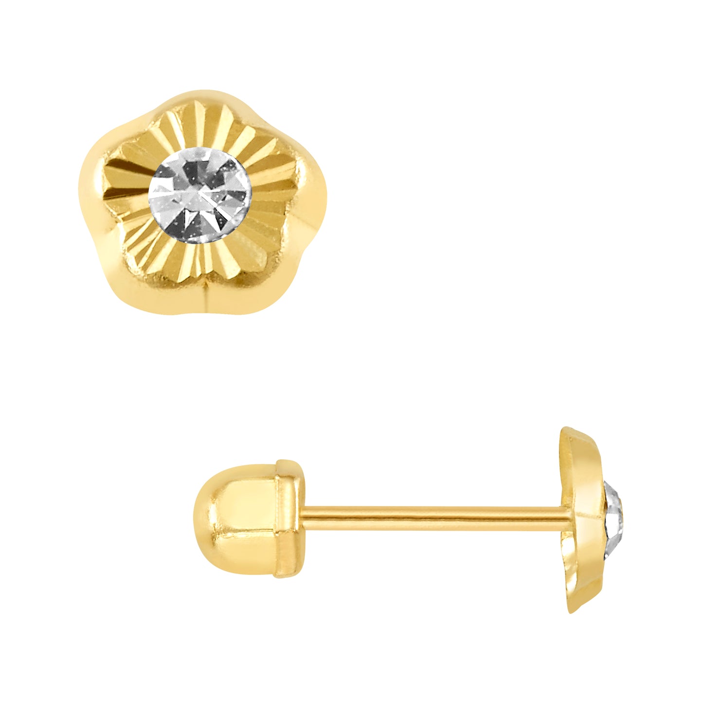 Par o Pieza de Broquel Flor Botón Oro 10k DORADO