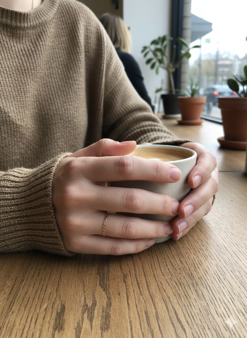 Anillo cadena semilla de melón oro 10k