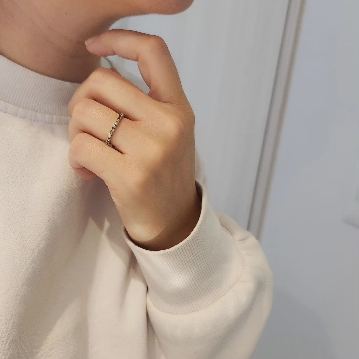 Anillo oro 14k media churumbela con diamantes naturales