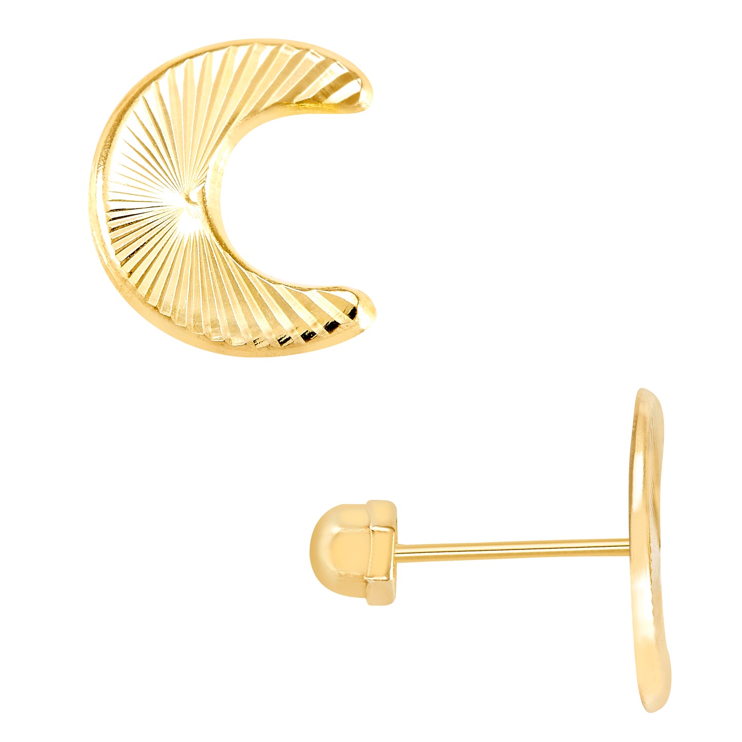 Par de Broquel luna facetada oro 10k DORADO