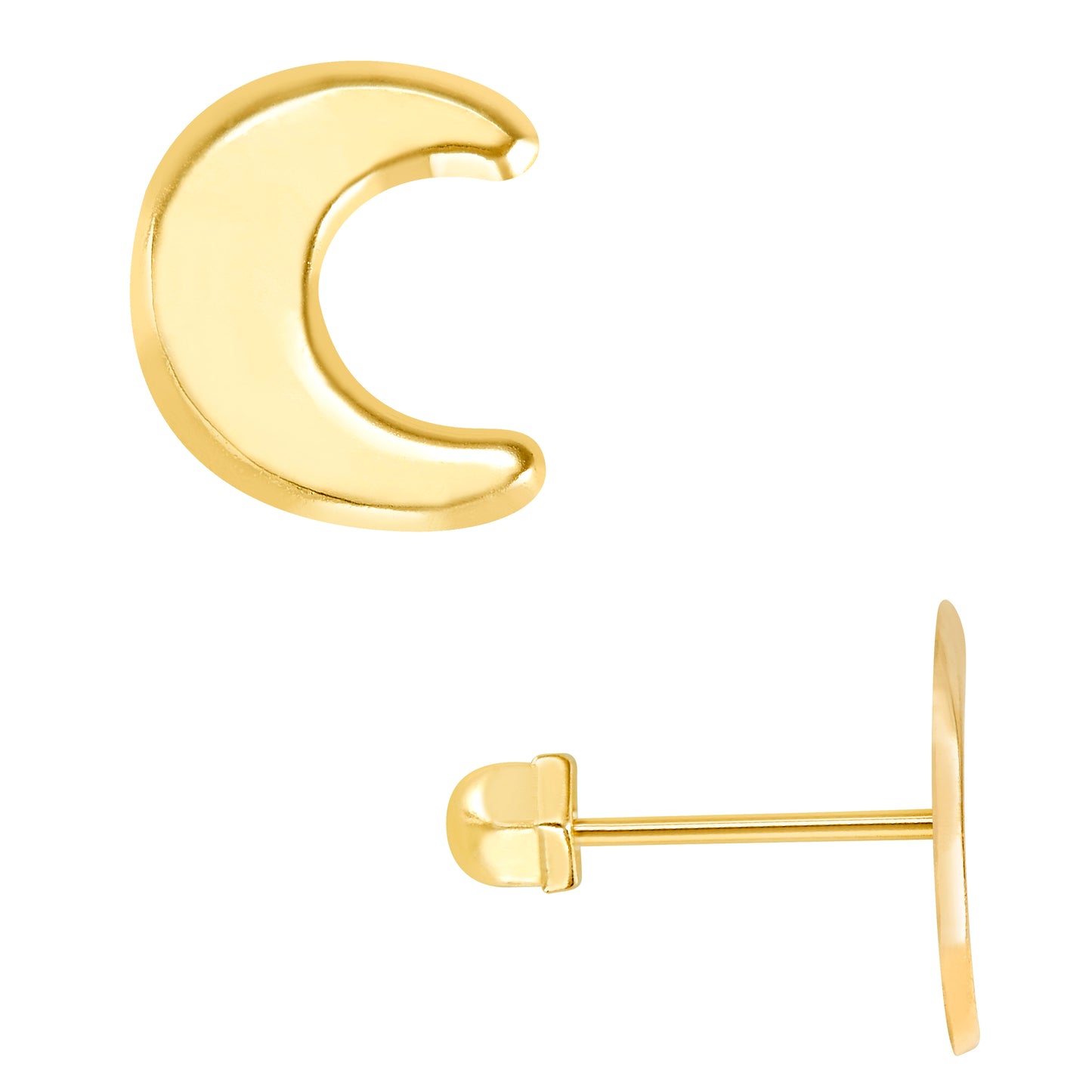 Par de Broquel luna lisa GRANDE oro 10k DORADO
