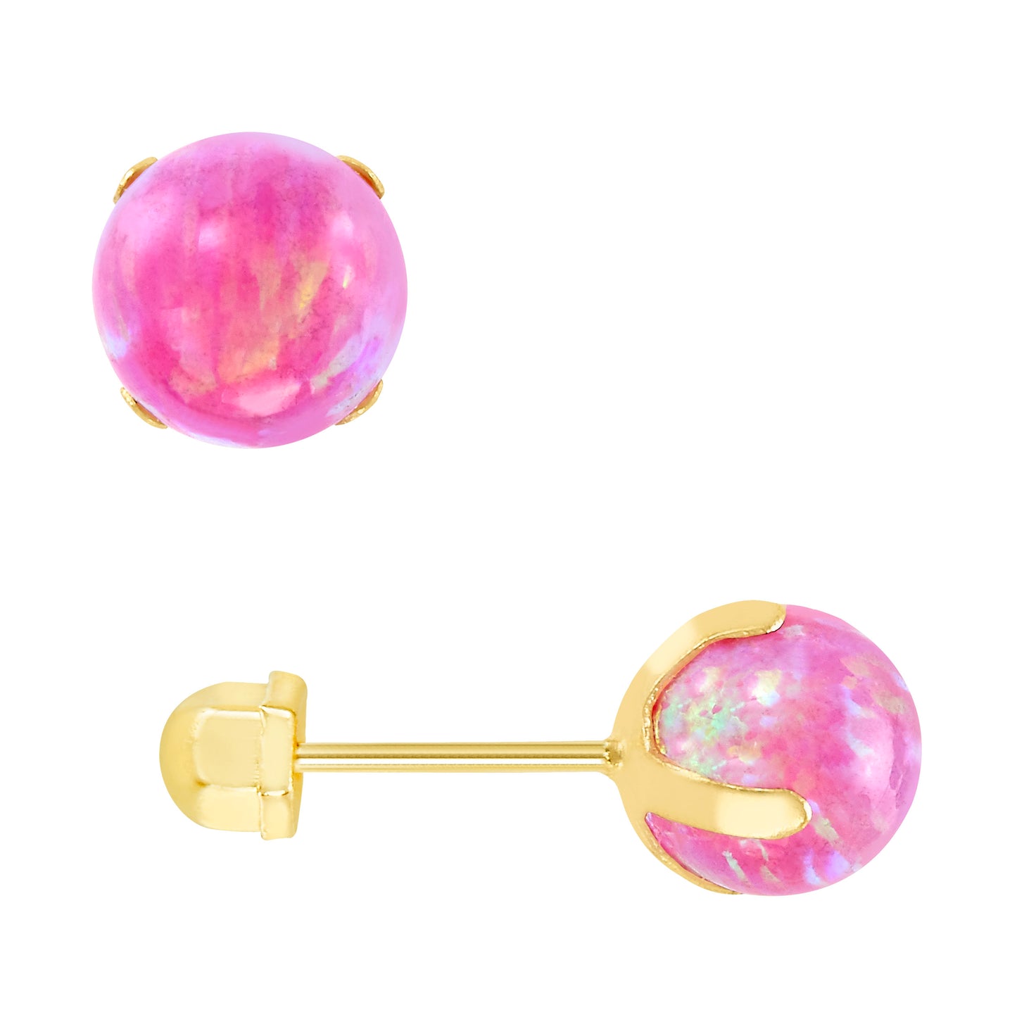 Par de Broquel ópalo rosa oro 10k DORADO