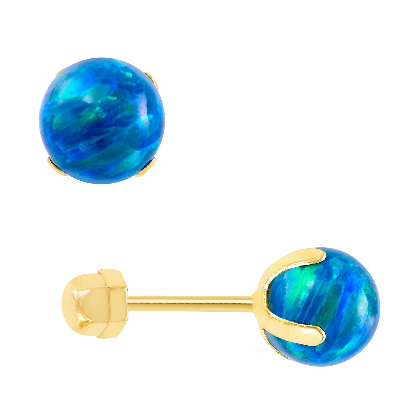 Par de Broquel ópalo azul oro 10k DORADO