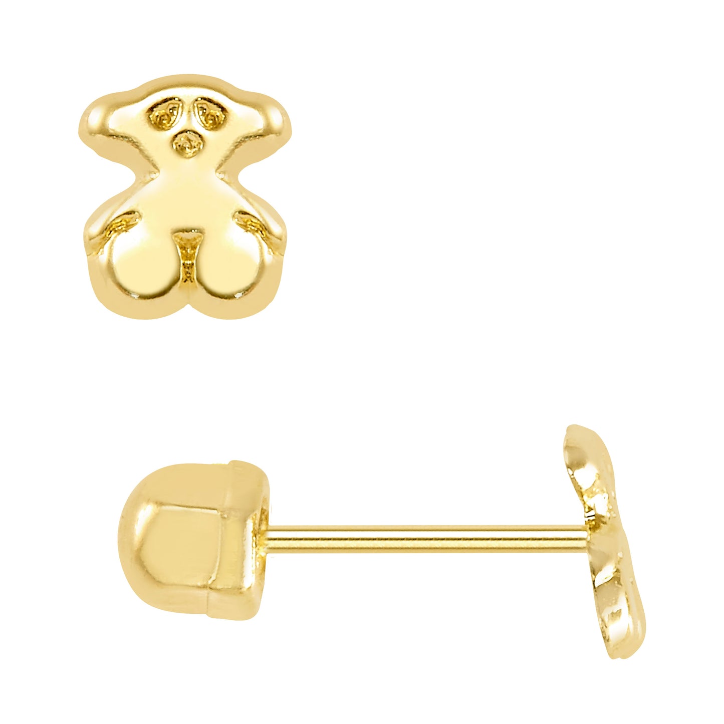 Par o Pieza de Broquel Mini Osito Oro 10k DORADO