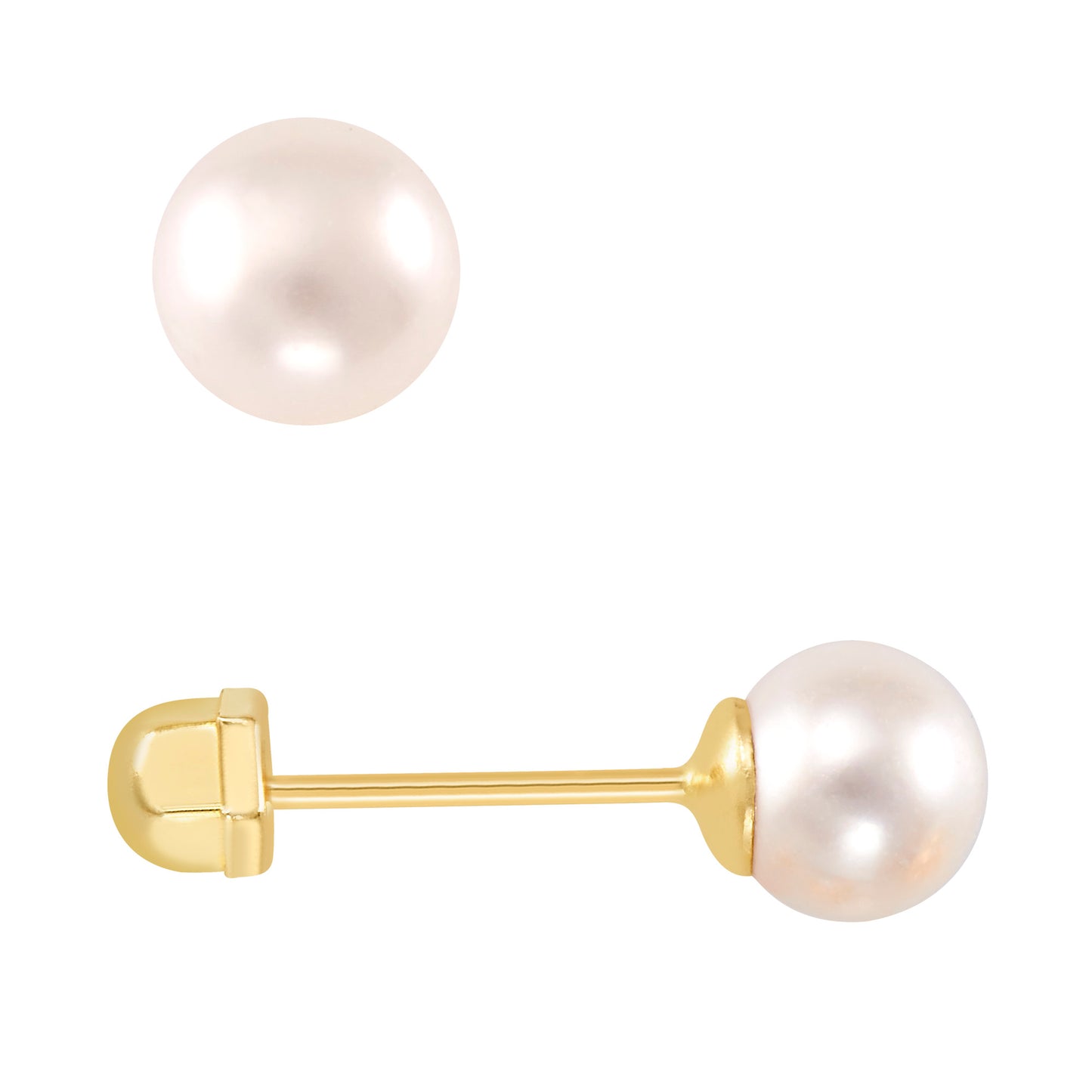 Par de Broquel perla natural básico oro 10k dorado