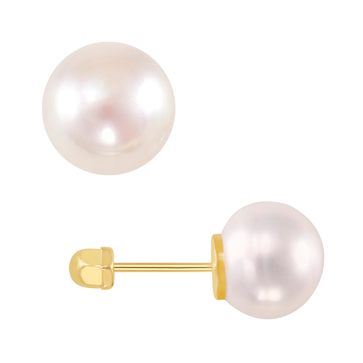 Par de Broquel perla natural básico oro 10k dorado