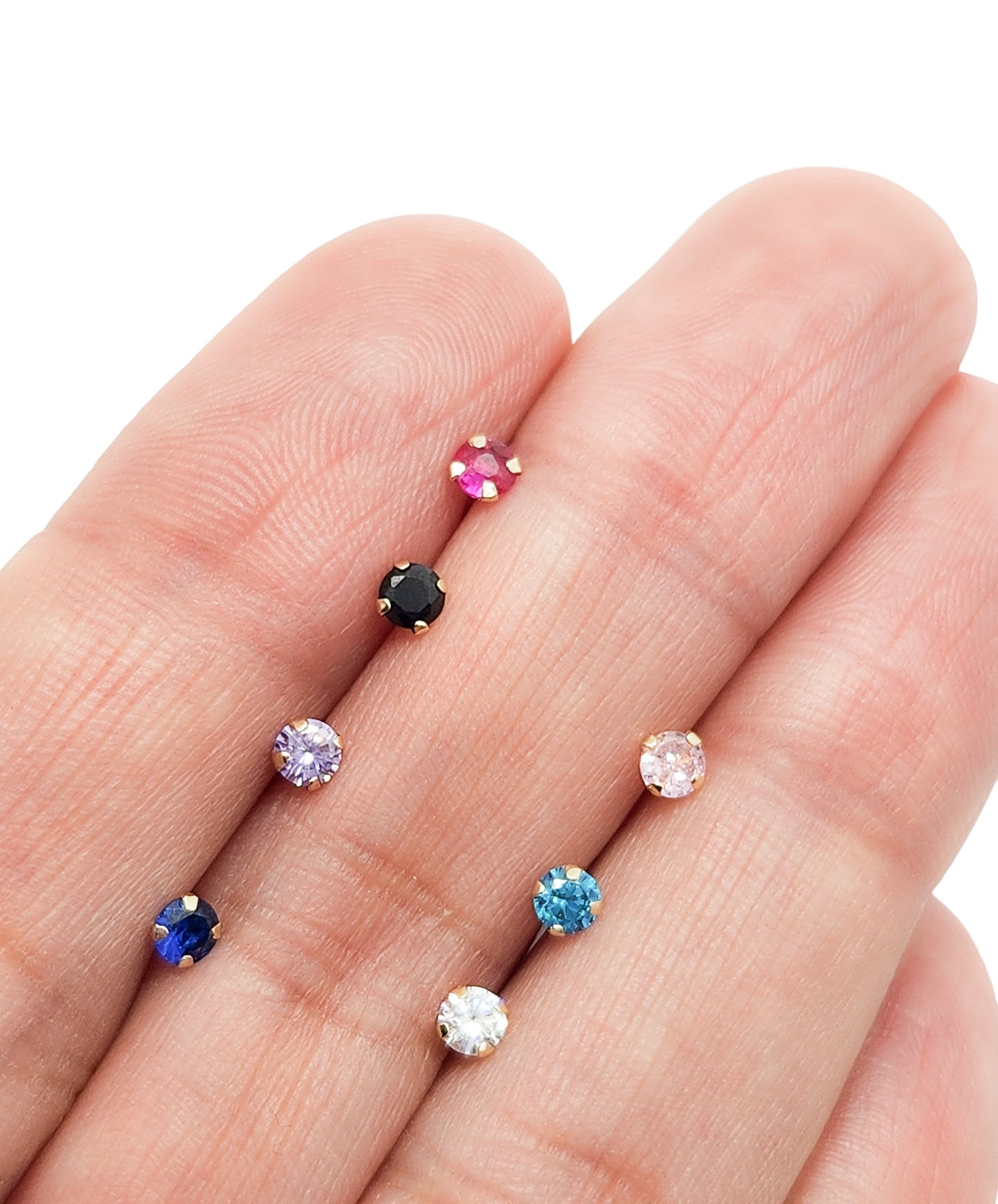 Par de Broquel básico recto #3 chispita zirconia varios colores