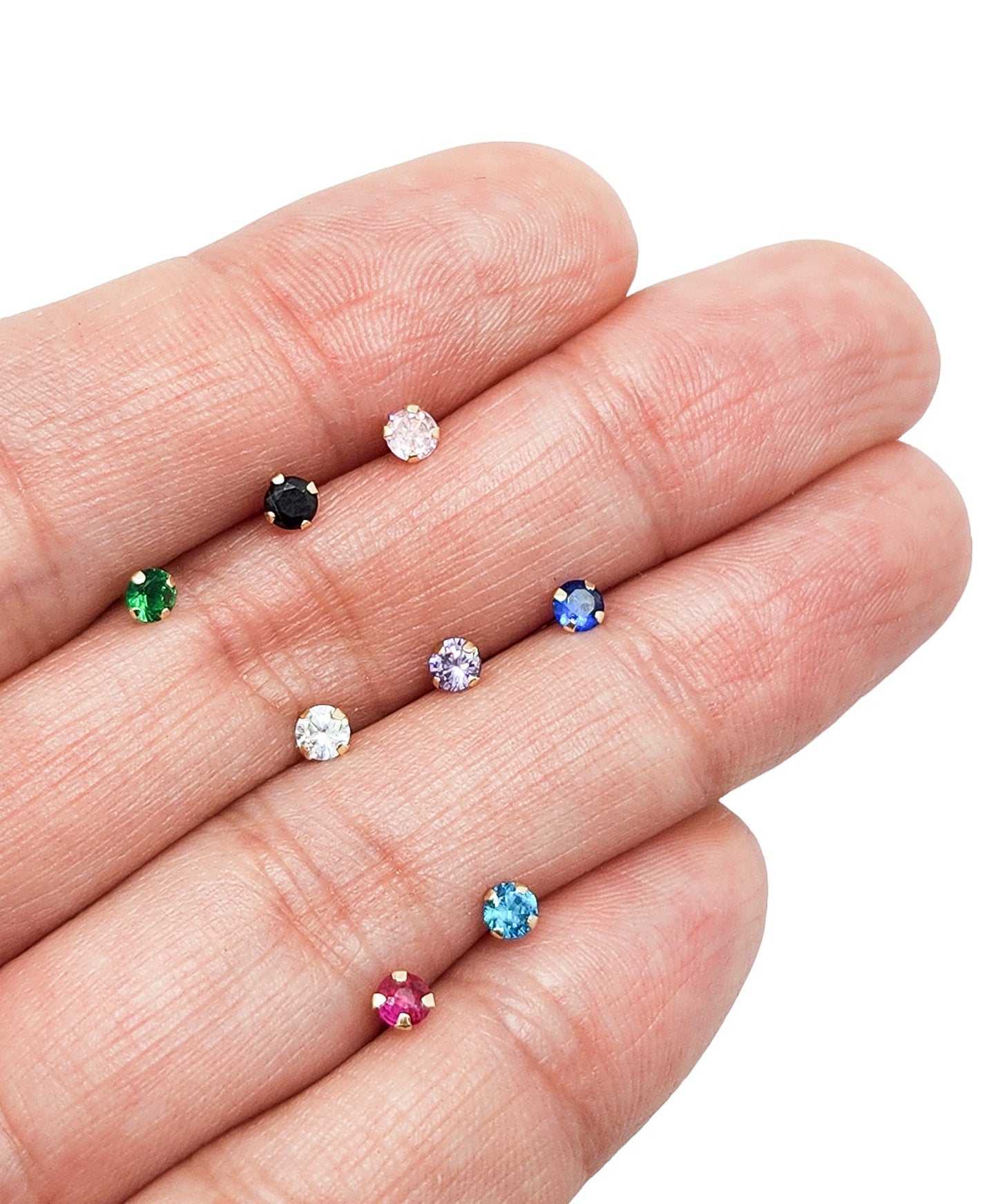 Par de Broquel básico recto #3 chispita zirconia varios colores