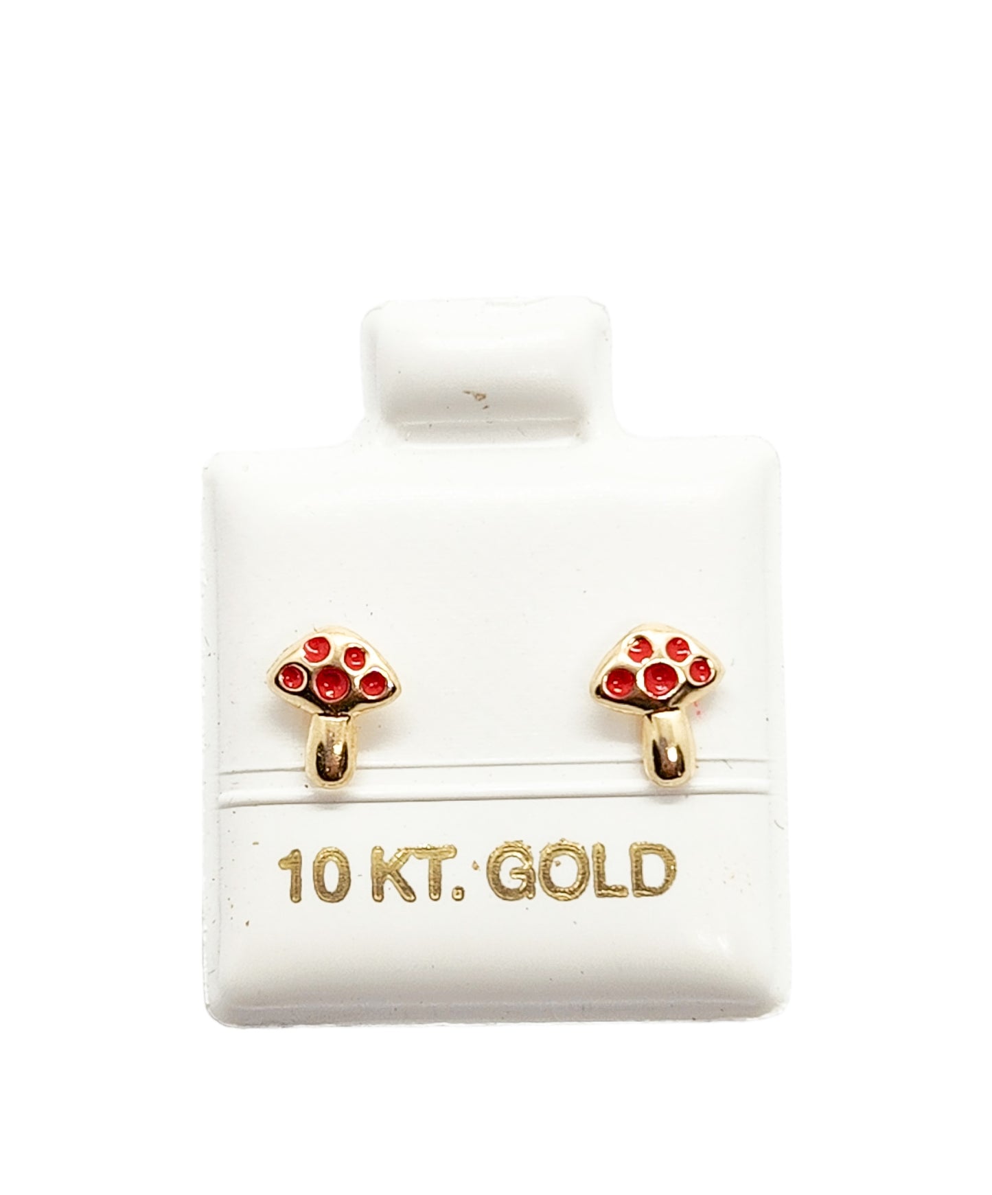 Par o Pieza de Broquel Hongo Esmalte Rojo Oro 10k DORADO