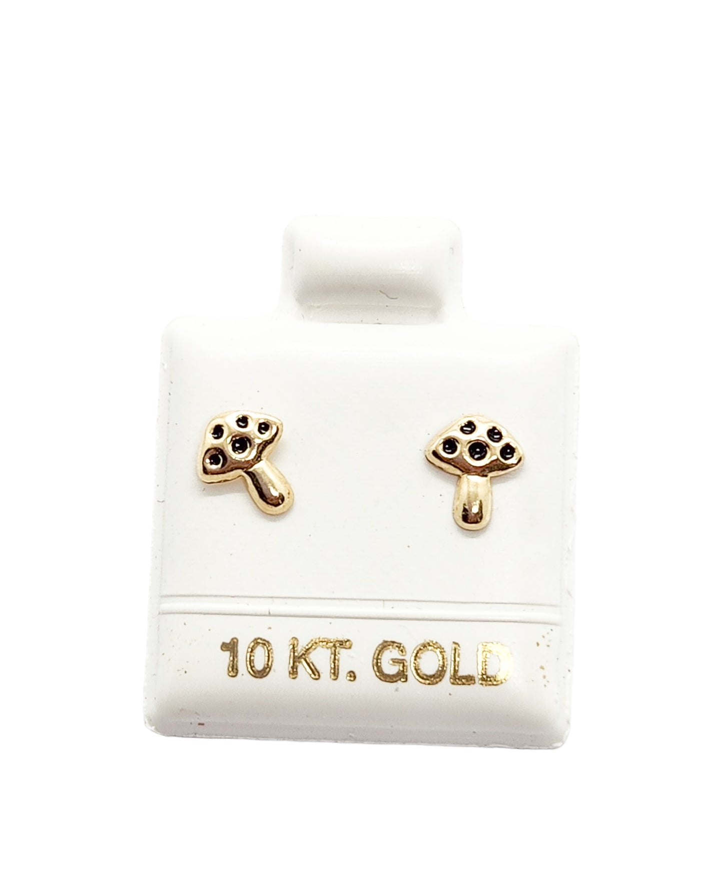 Par o Pieza de Broquel Hongo Esmalte Negro Oro 10k DORADO