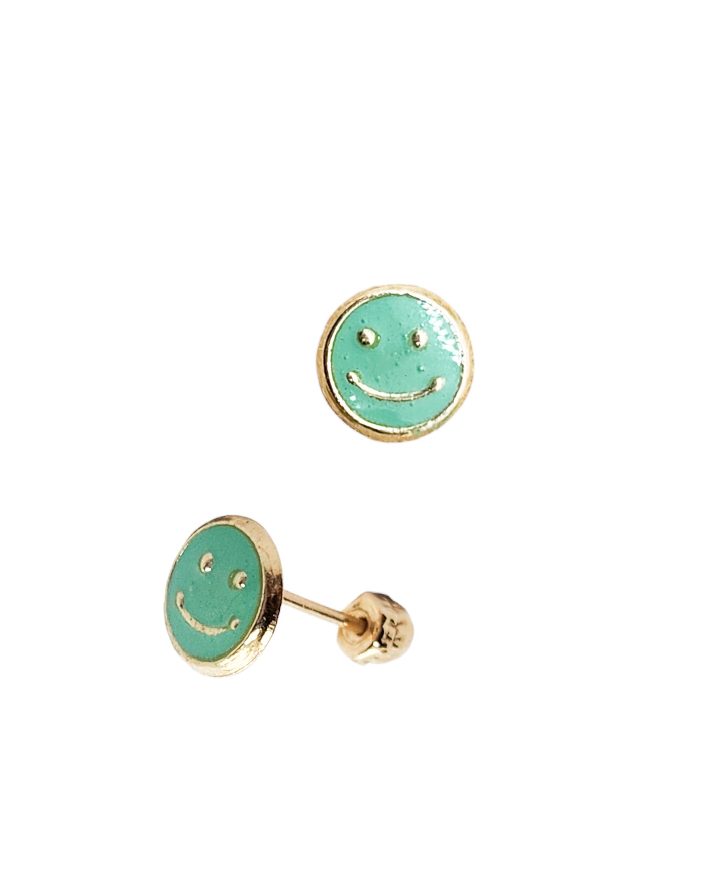 Par de Broquel Carita feliz varios colores Oro 10k