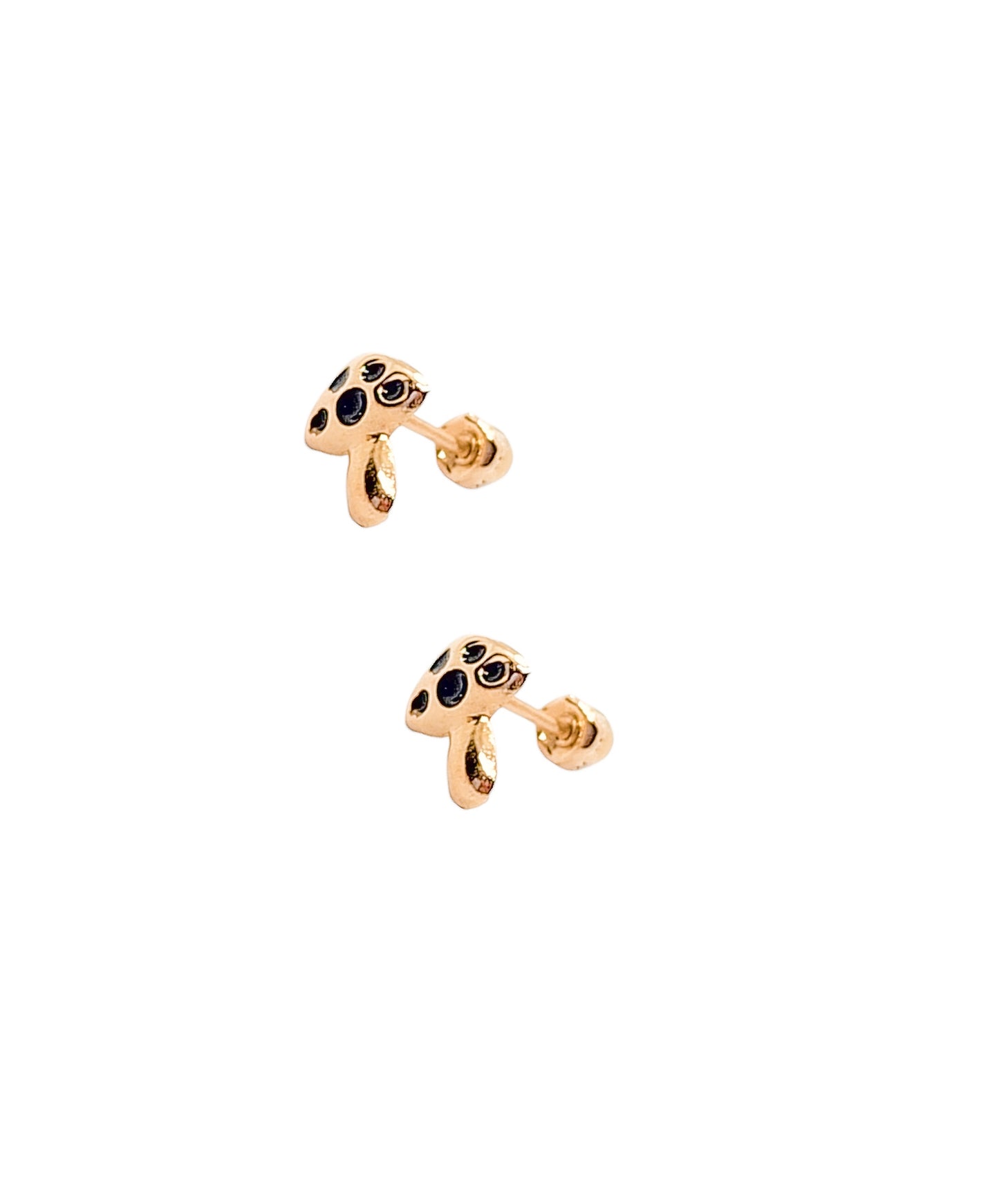 Par o Pieza de Broquel Hongo Esmalte Negro Oro 10k DORADO