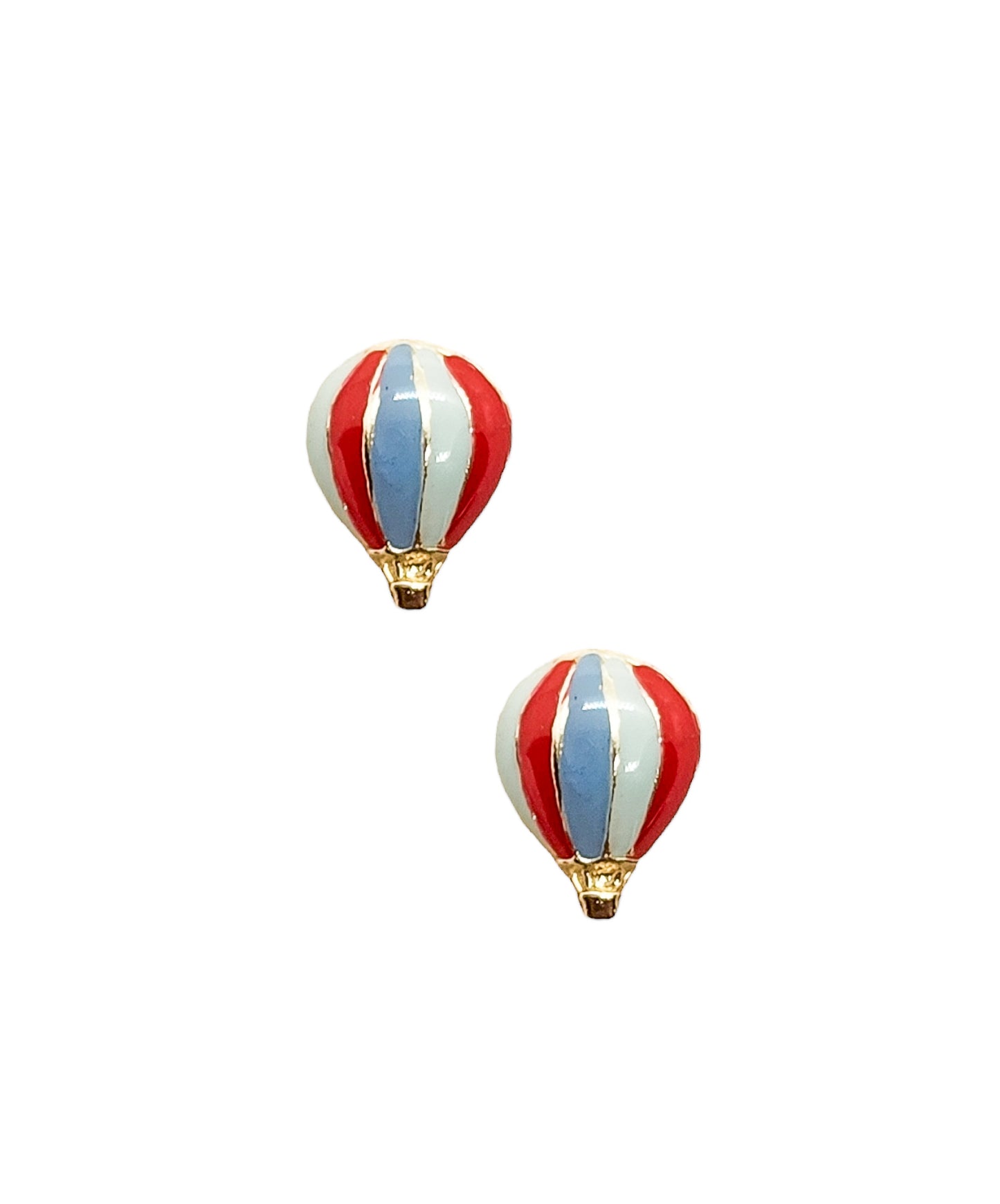Par o Pieza de Broquel Globo Esmalte Rojo Azul Verde Oro 10k DORADO