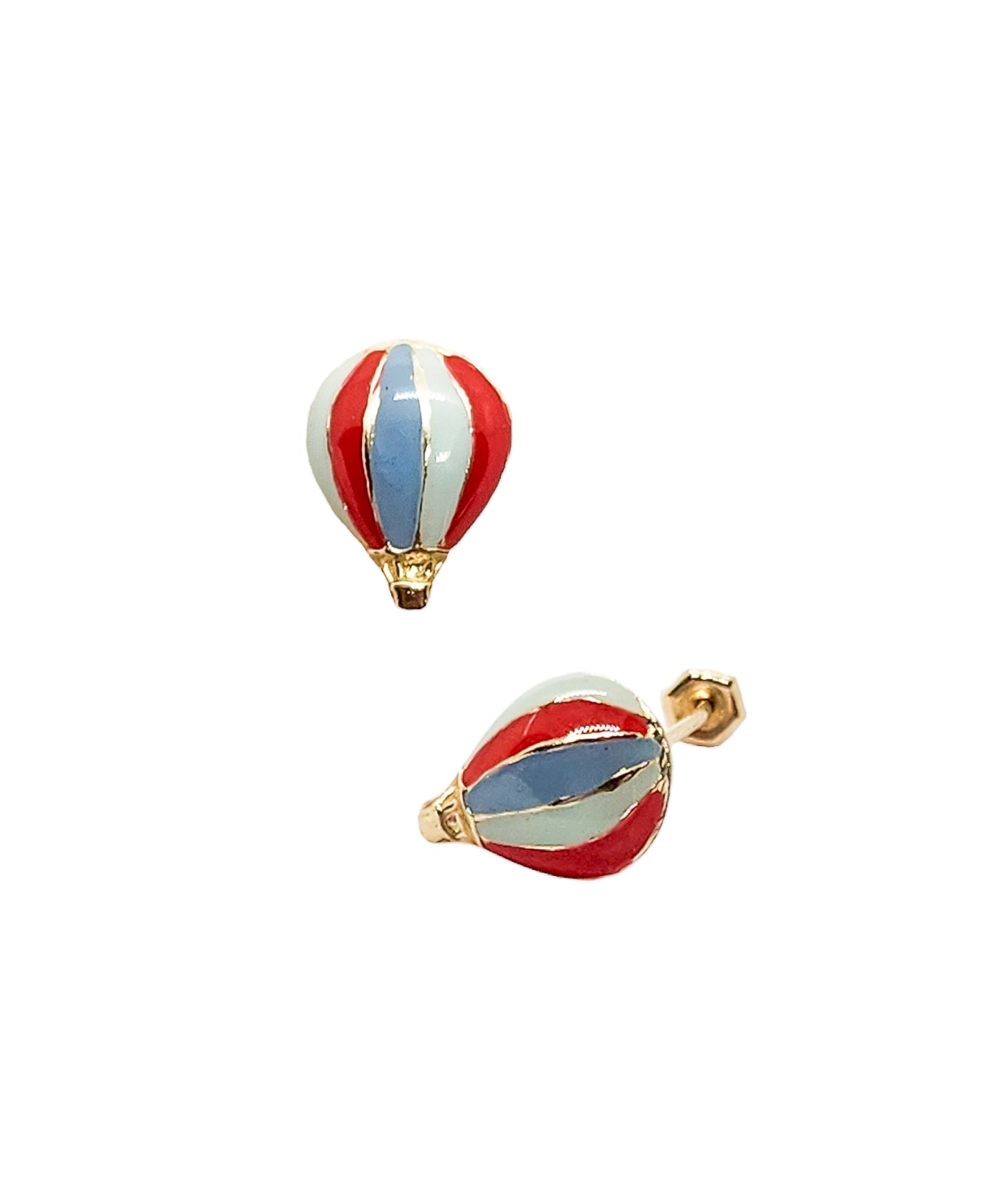 Par o Pieza de Broquel Globo Esmalte Rojo Azul Verde Oro 10k DORADO