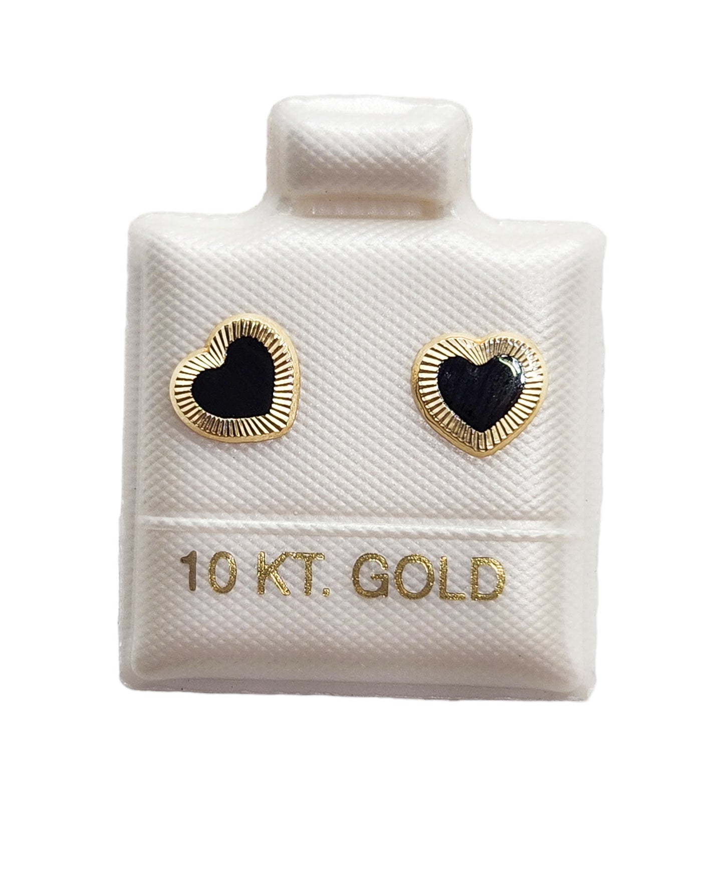 Par de Broquel corazón esmalte y bisel diamantado oro 10k DORADO