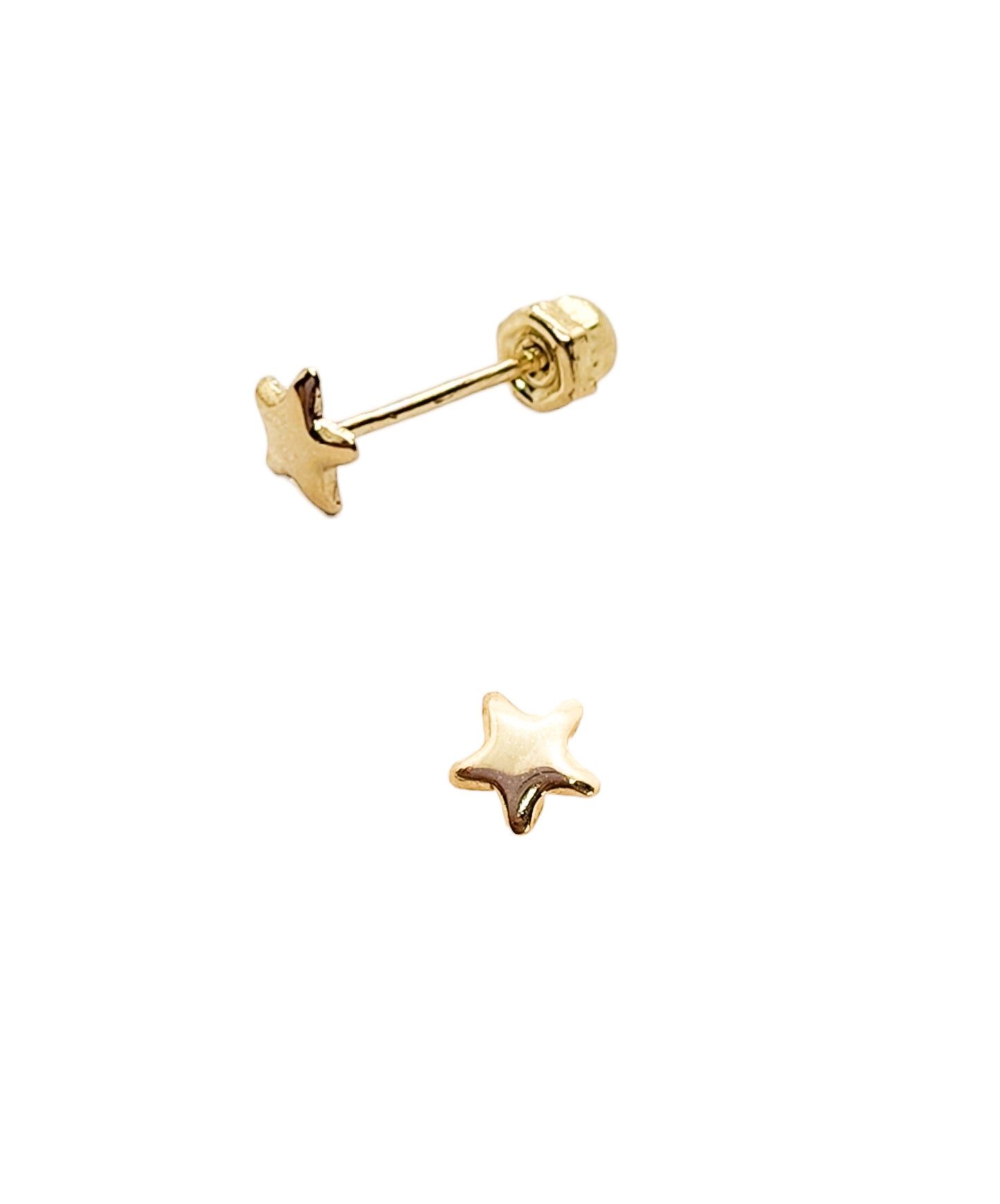 Par o Pieza de Broquel Estrella Mini Oro 10k DORADO