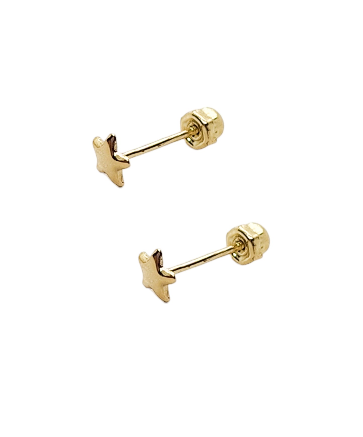 Par o Pieza de Broquel Estrella Mini Oro 10k DORADO