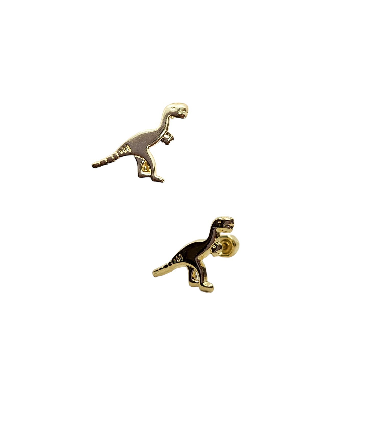 Par de Broquel dinosaurio oro 10k DORADO