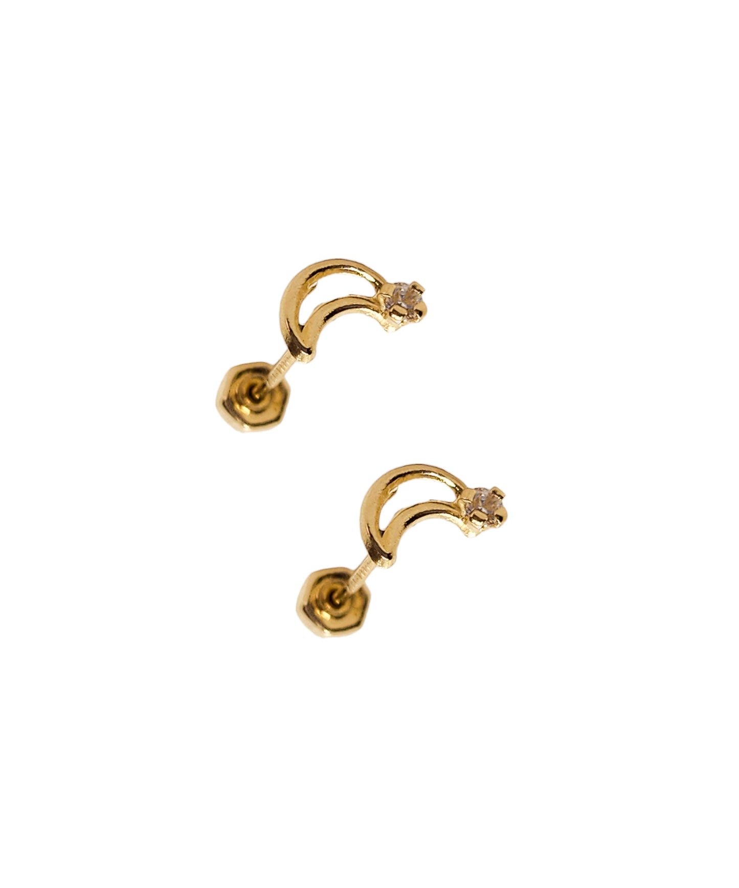 Par o pieza de Broquel luna montadura con zirconia oro 10k DORADO