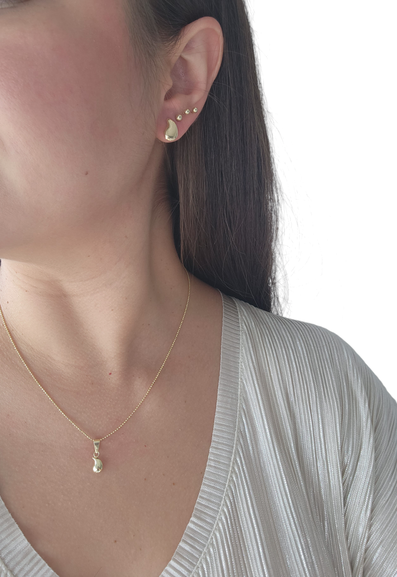 Par de Broquel gota globo estilo chunky (grande y mediano) oro 10k DORADO