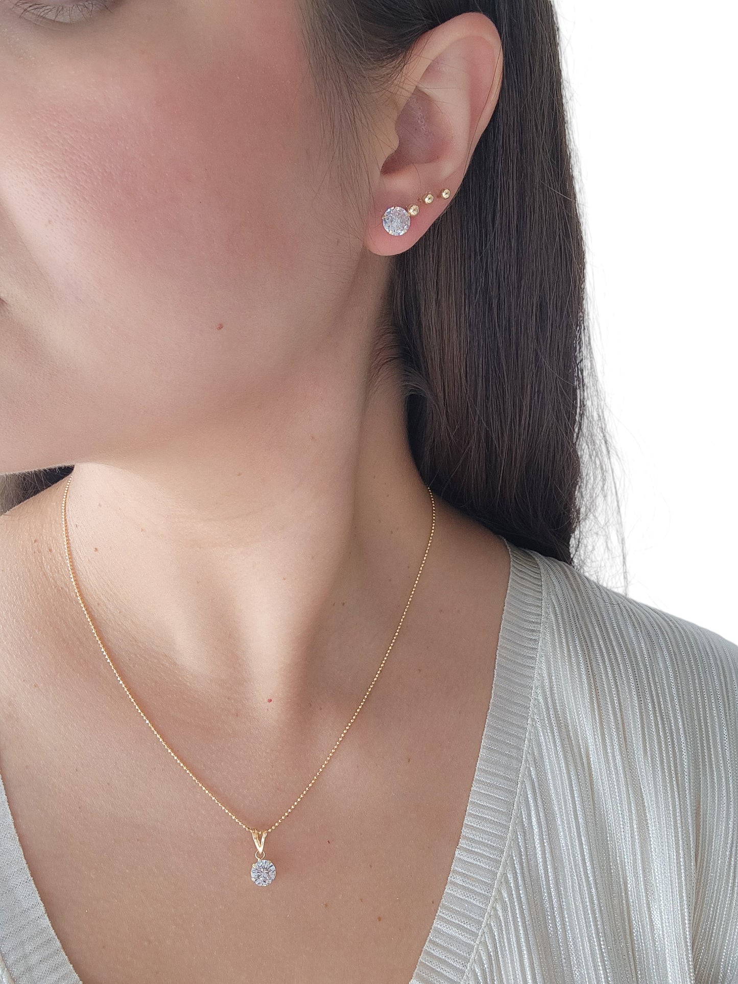 Par de Broquel circonia R7 BLANCO XXL oro 10k DORADO