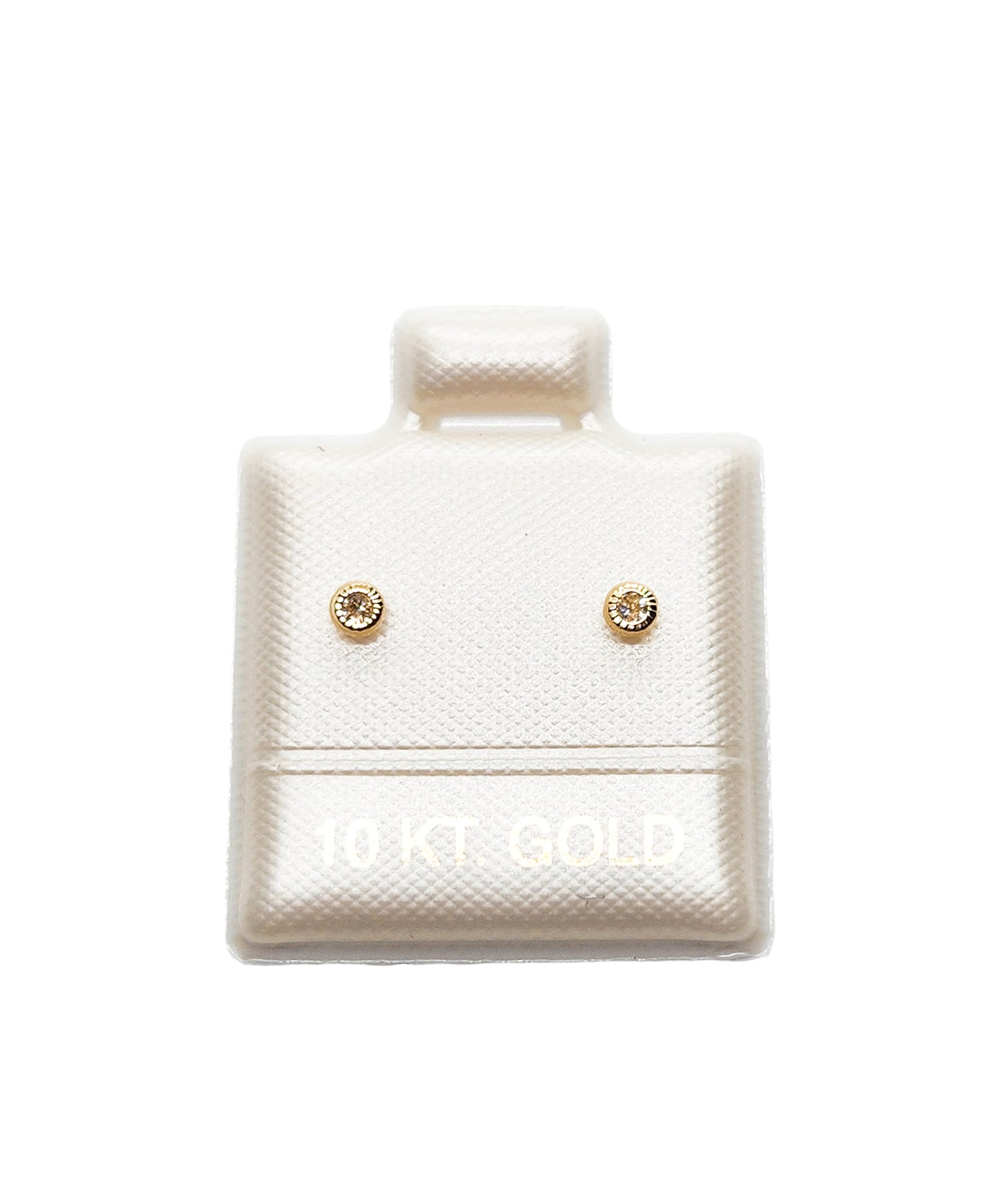 Par de Broquel bisel facetado básico blanco Oro 10k