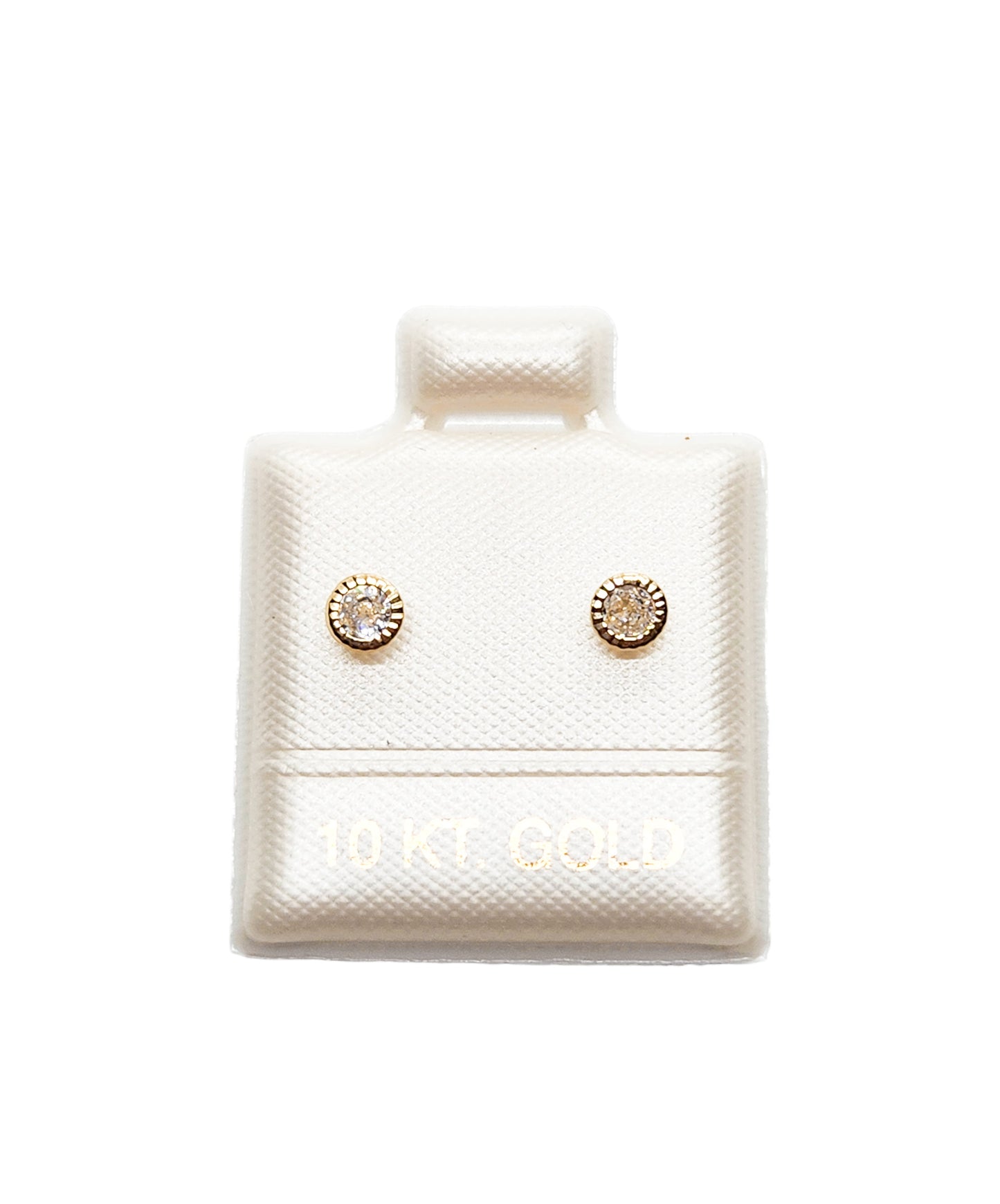 Par de Broquel bisel facetado básico blanco Oro 10k
