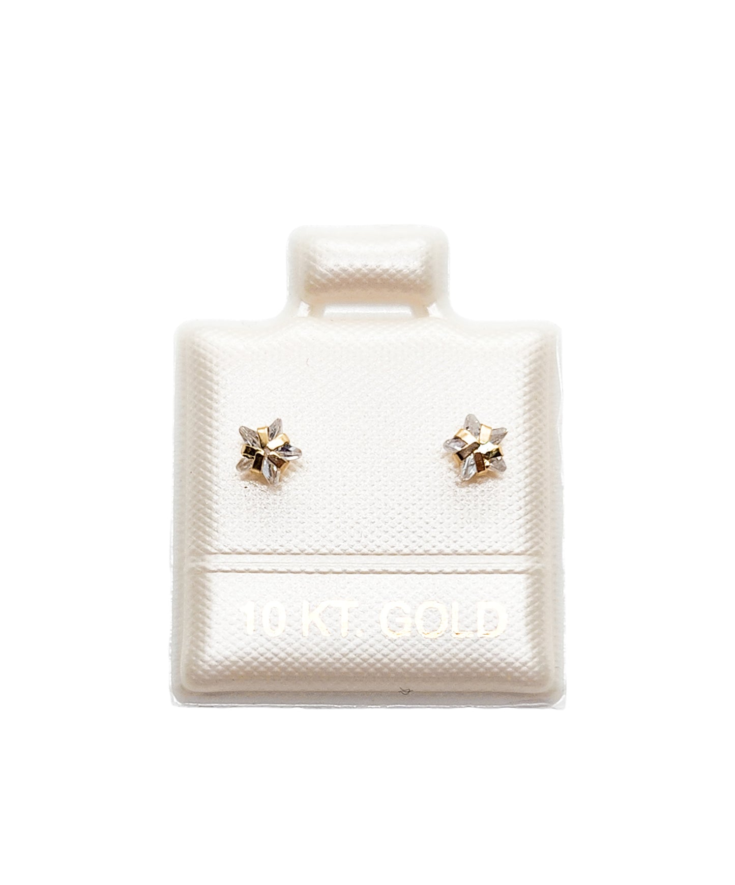 Par de Broquel estrella piedra blanca básico oro 10k dorado