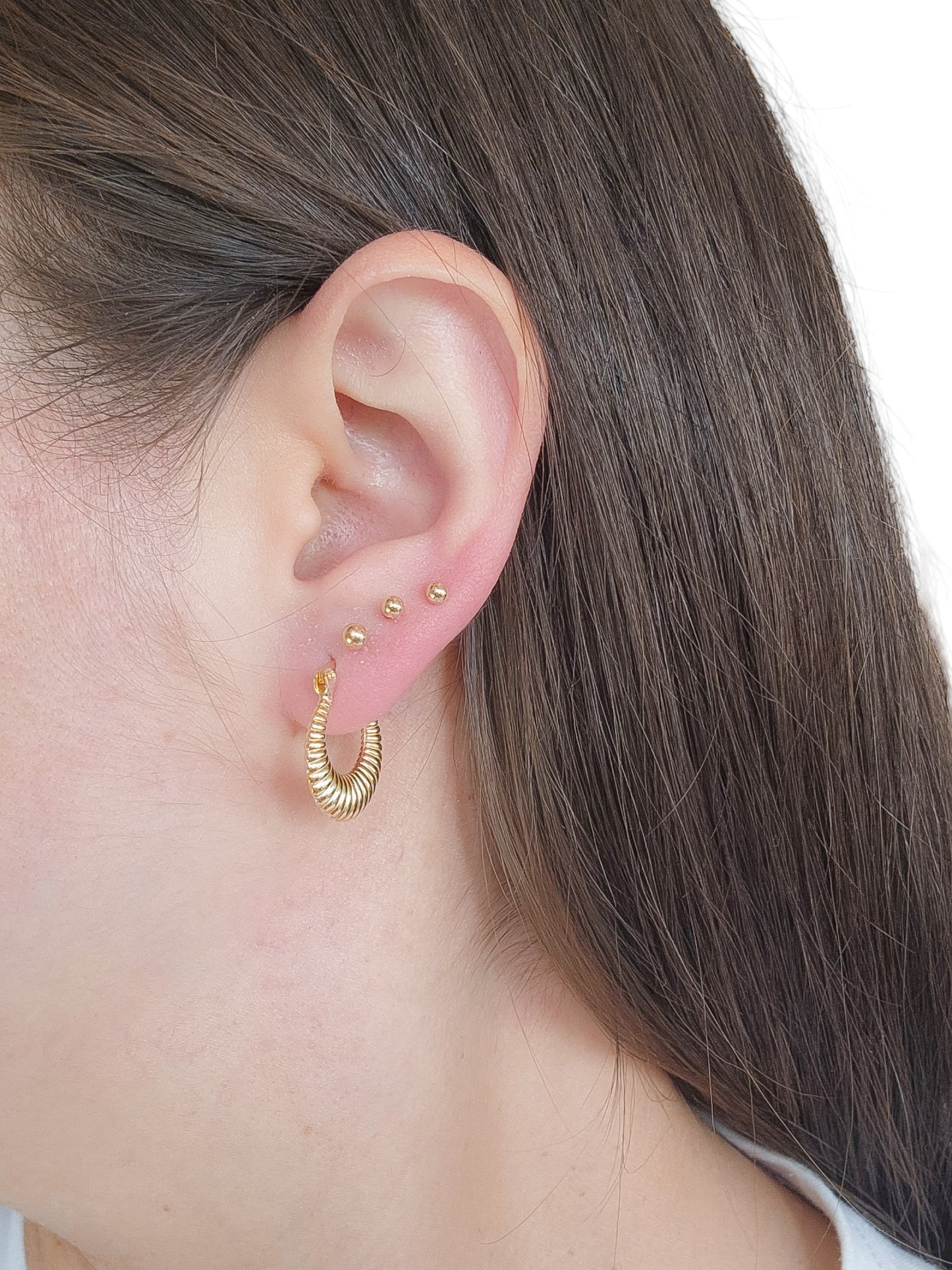 Arracadas tipo canasta oro amarillo chunky oro 10k