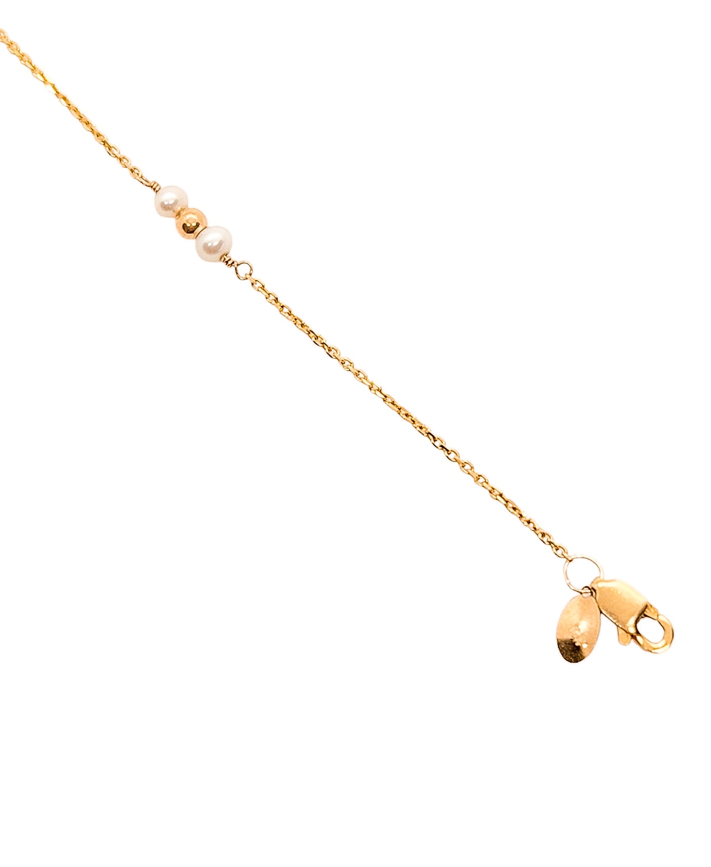 Tobillera de bolitas con perla natural oro 10k