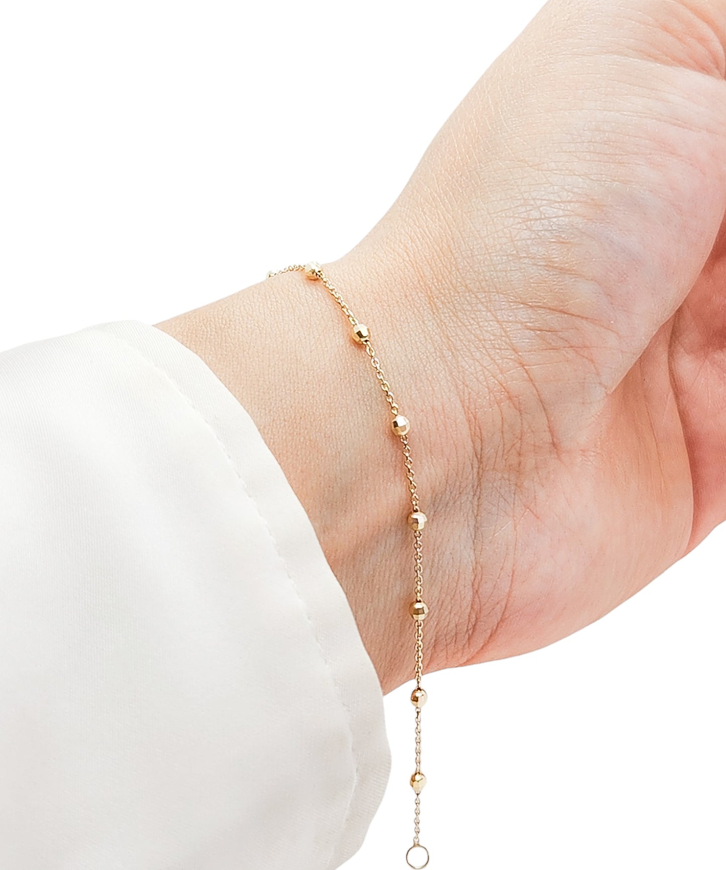 Pulsera de bolitas facetadas básica oro 10k