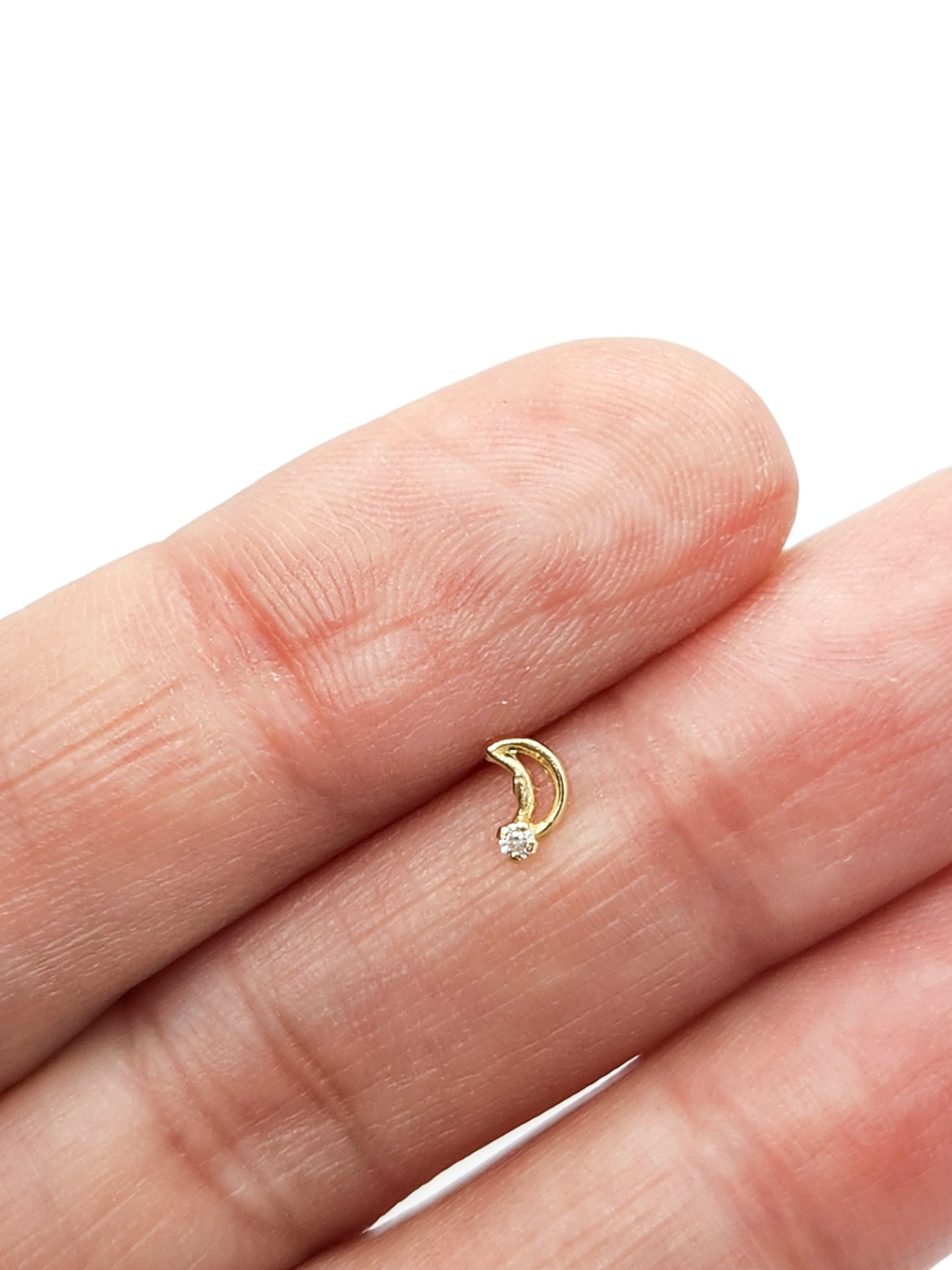 Par o pieza de Broquel luna montadura con zirconia oro 10k DORADO