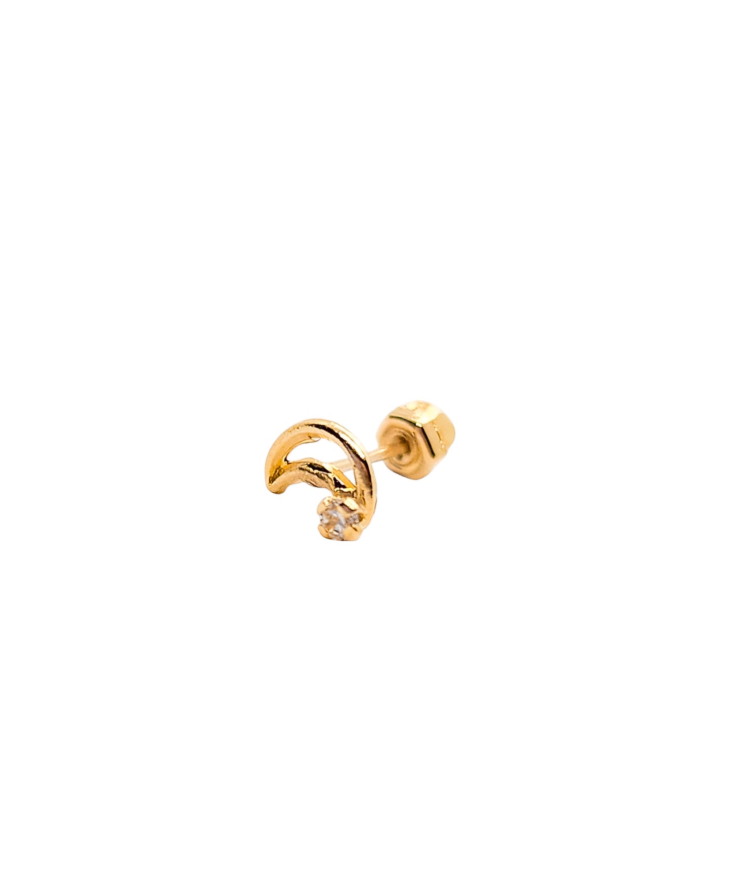 Par o pieza de Broquel luna montadura con zirconia oro 10k DORADO
