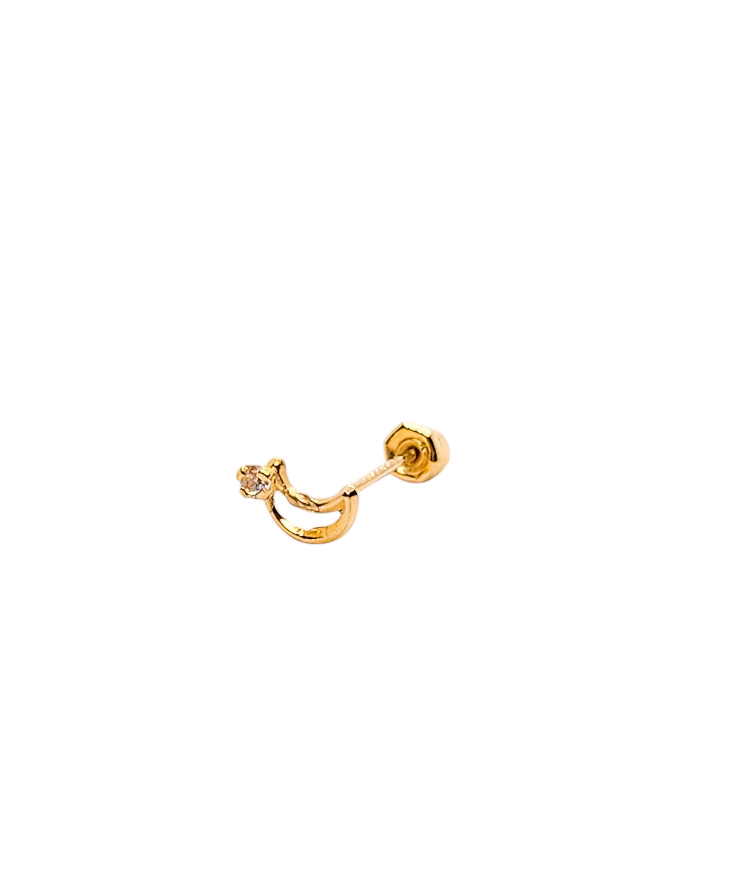 Par o pieza de Broquel luna montadura con zirconia oro 10k DORADO