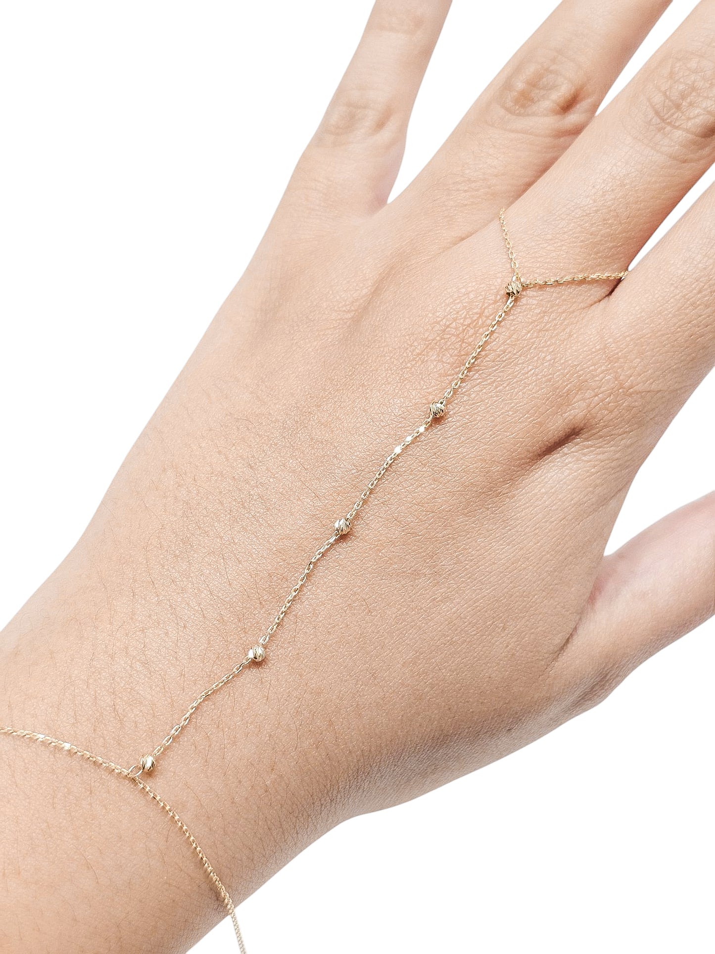 Anillo Pulsera con bolitas ajustable oro 10k